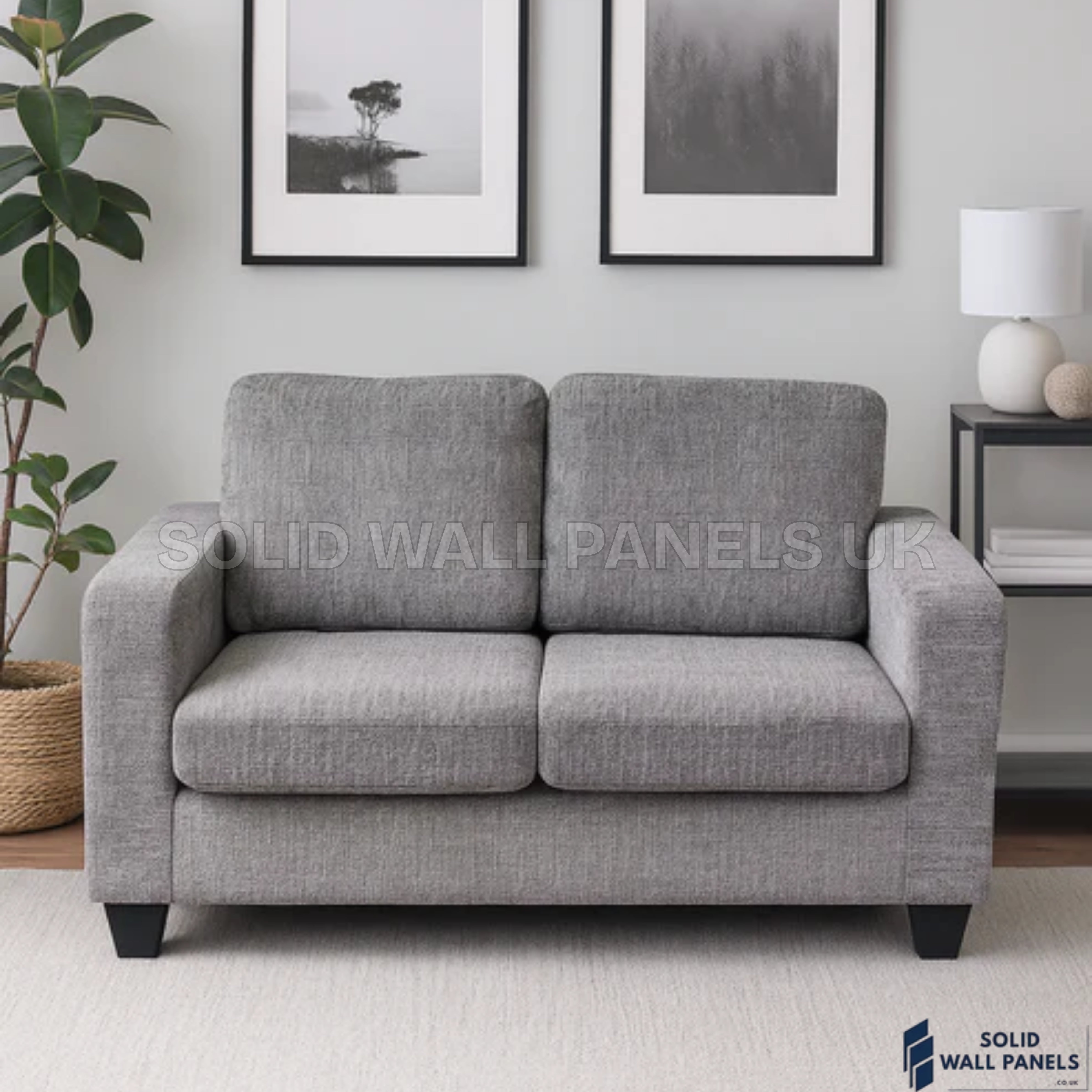 Lucy Grey Fabric Sofa Set – 3+2 Seater Compact Sofa | Soft Fabric Space Saving Modern Design