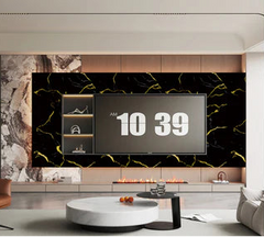 Luxury Black Marble Media Wall Panels with Gold Veins – 60 x 240 cm