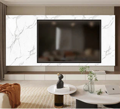 Luxury White Marble Media Wall Panels with Grey Veins – 60 x 240 cm