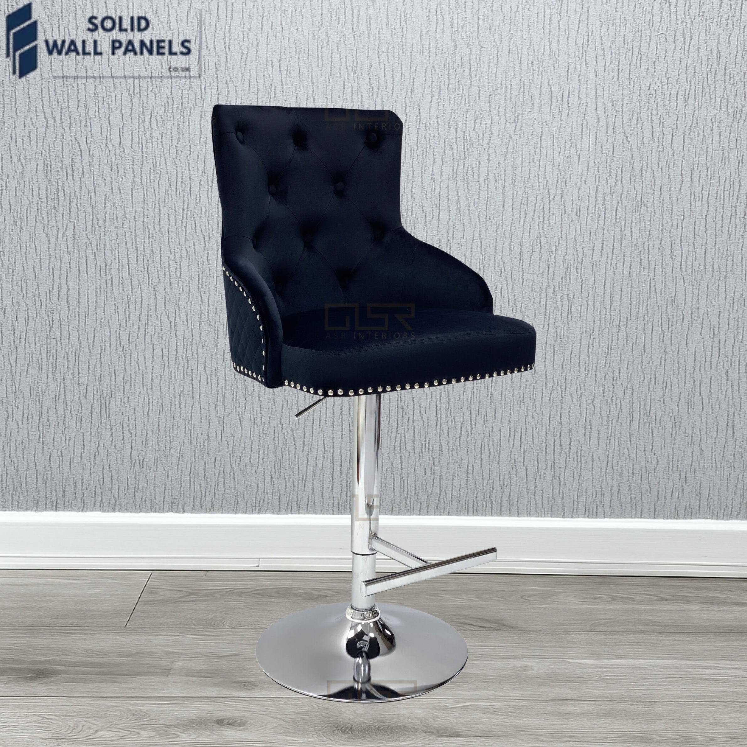 Majestic Premium Fabric Breakfast Bar Stool with Chrome Lion Knocker | Set of 2