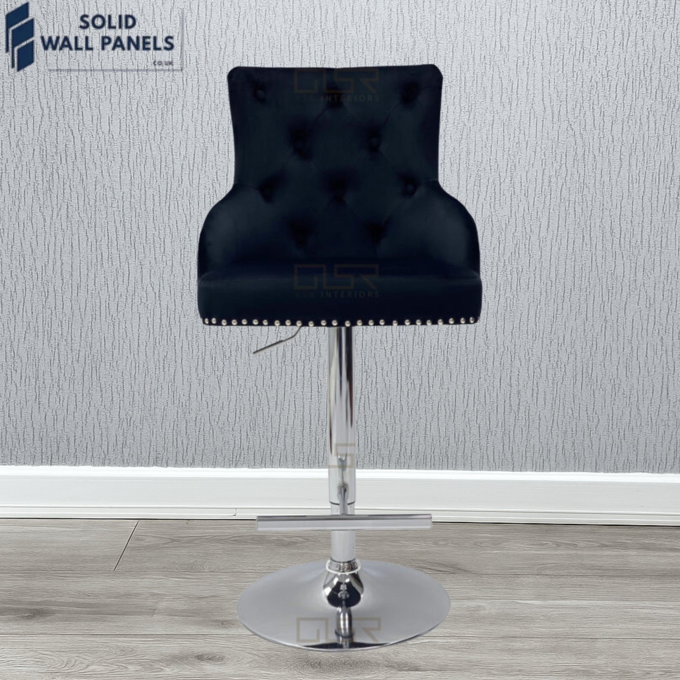 Majestic Premium Fabric Breakfast Bar Stool with Chrome Lion Knocker | Set of 2