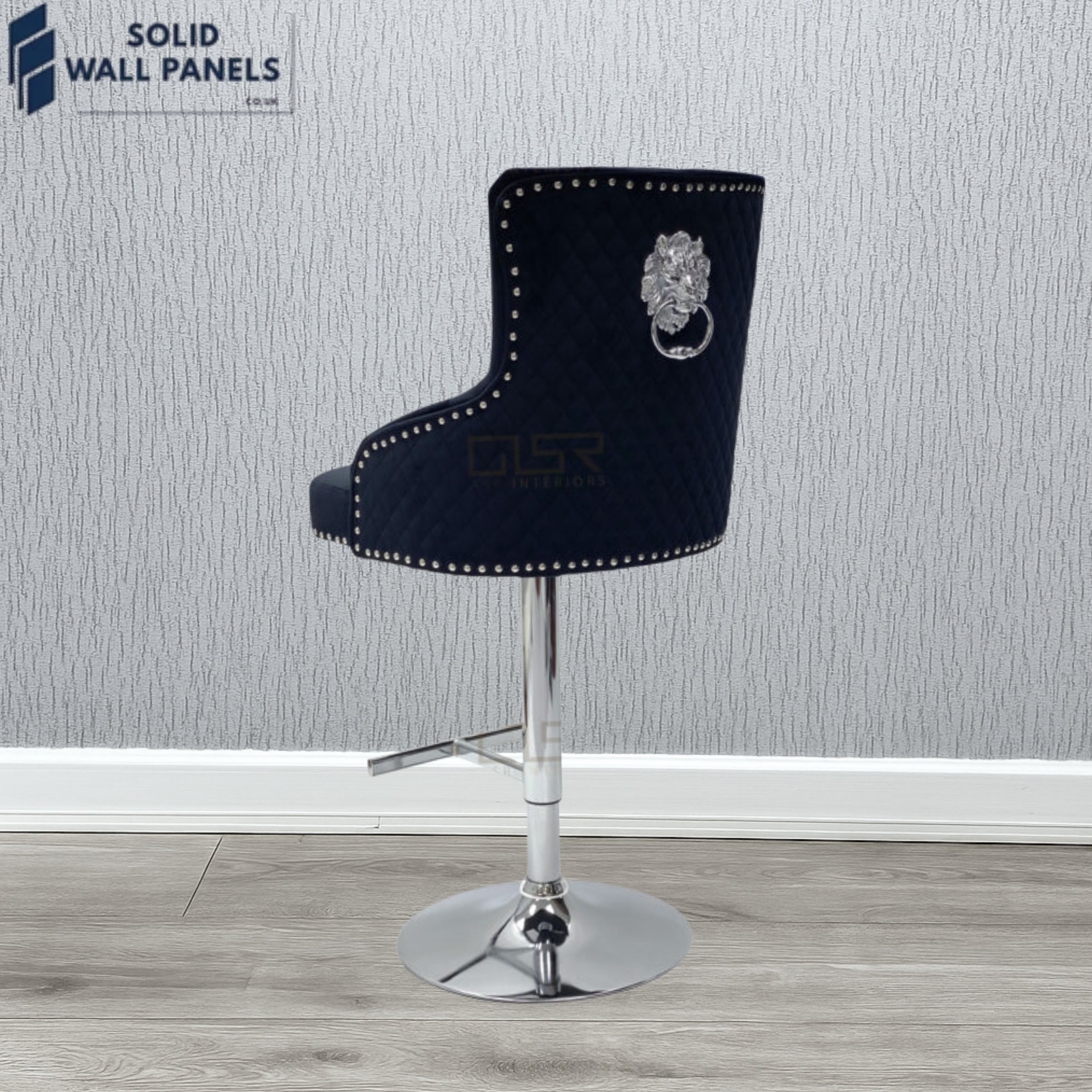 Majestic Premium Fabric Breakfast Bar Stool with Chrome Lion Knocker | Set of 2