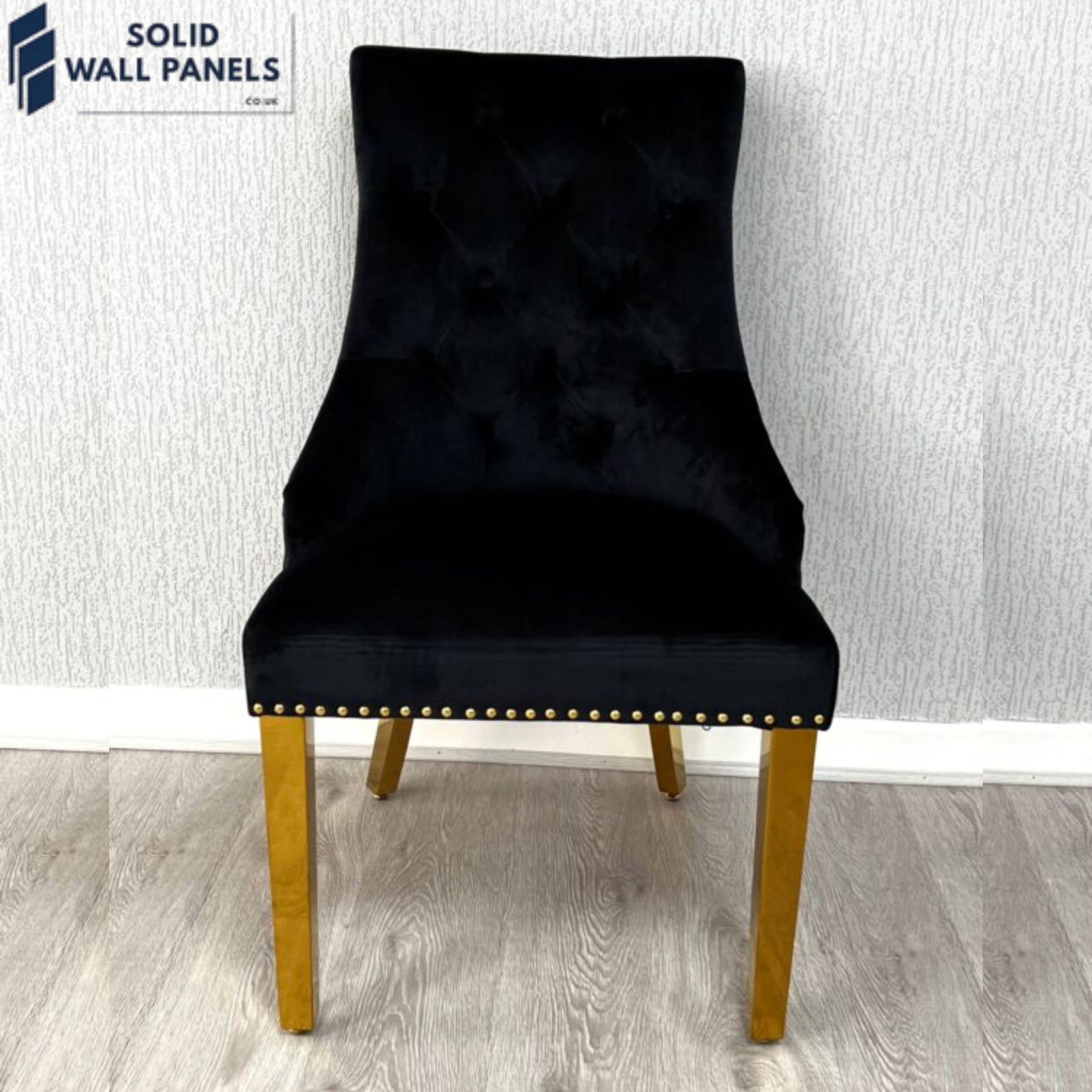 Majestic Gold Ring Knocker Dining Chairs Set of 2 – Luxury Chairs in Mink & Black