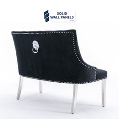 Majestic Chrome Lion Knocker High Back Bench – Luxury Velvet Seating