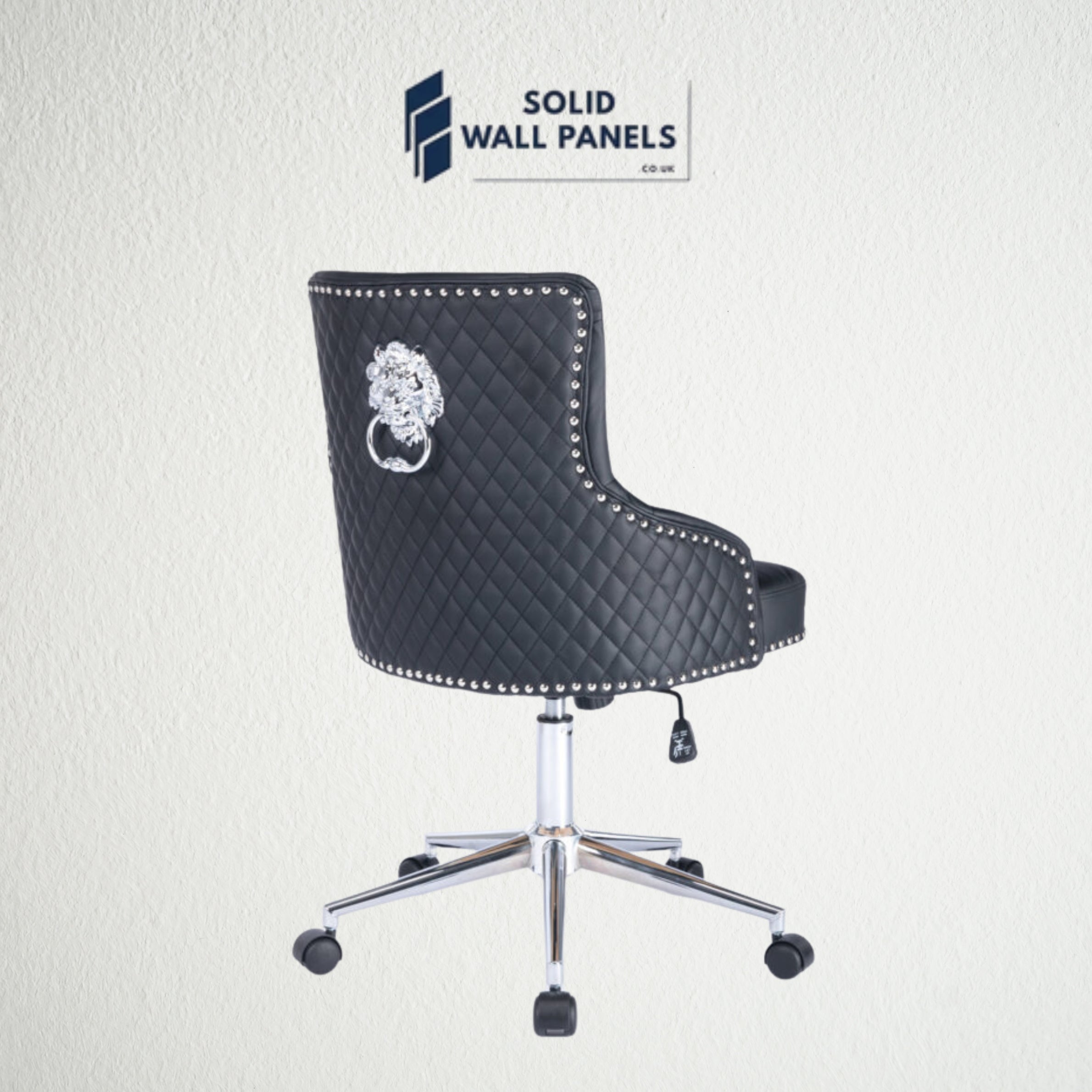 Majestic Lion Knocker PU Leather Office Chair | Grey & Black | Adjustable Height