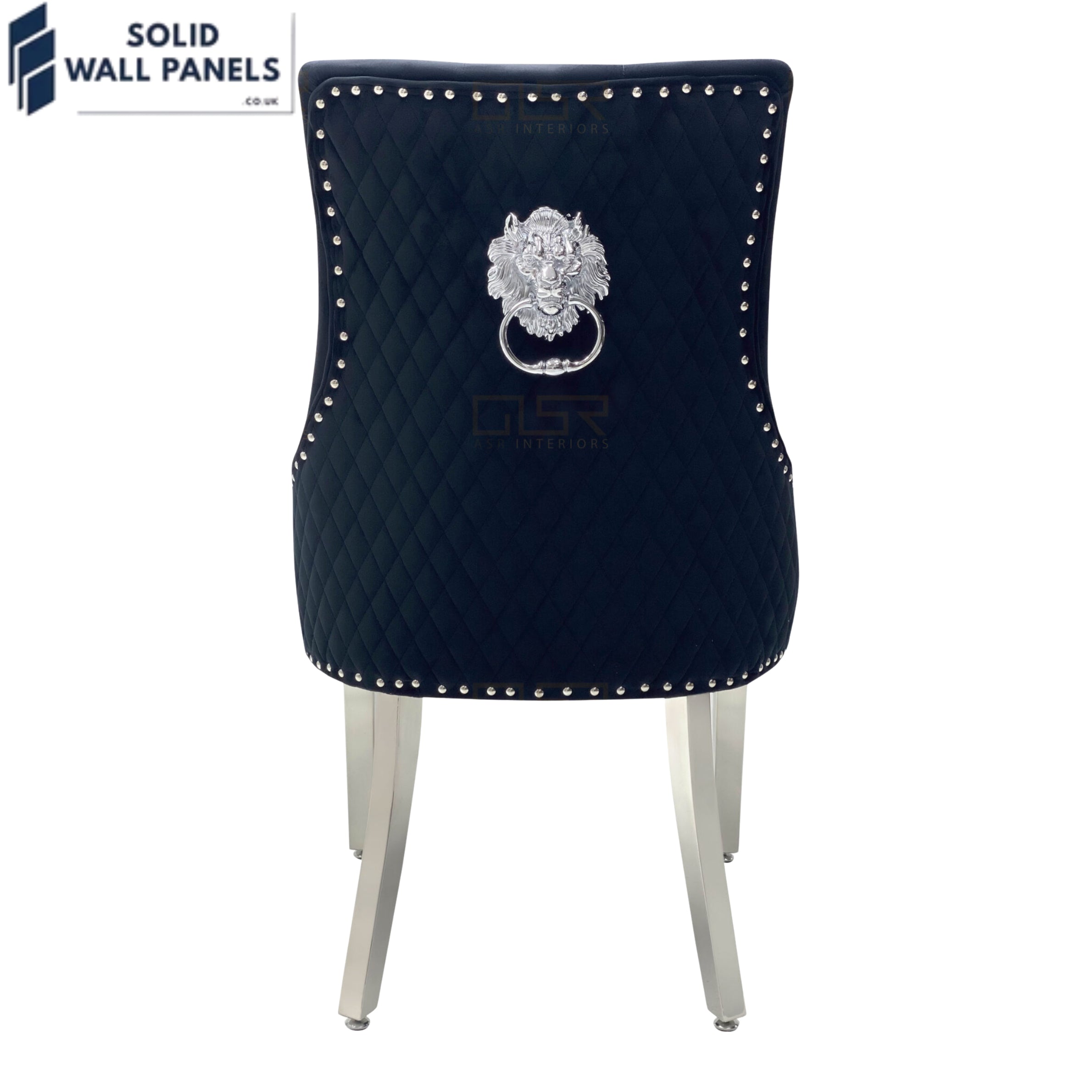 Majestic Velvet Dining Chair Set of 2 – Chrome Legs & Lion Knocker | Multiple Colours