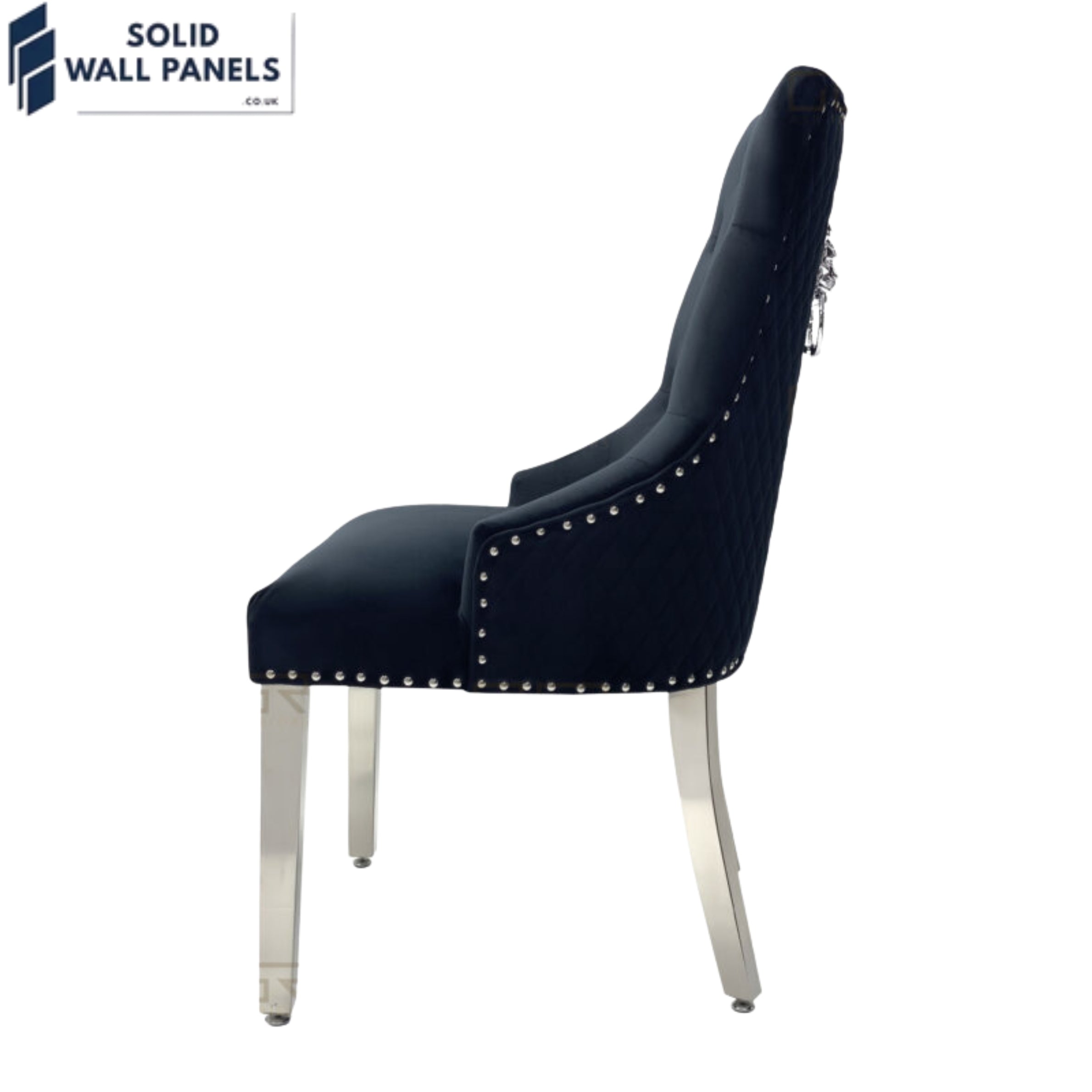 Majestic Velvet Dining Chair Set of 2 – Chrome Legs & Lion Knocker | Multiple Colours