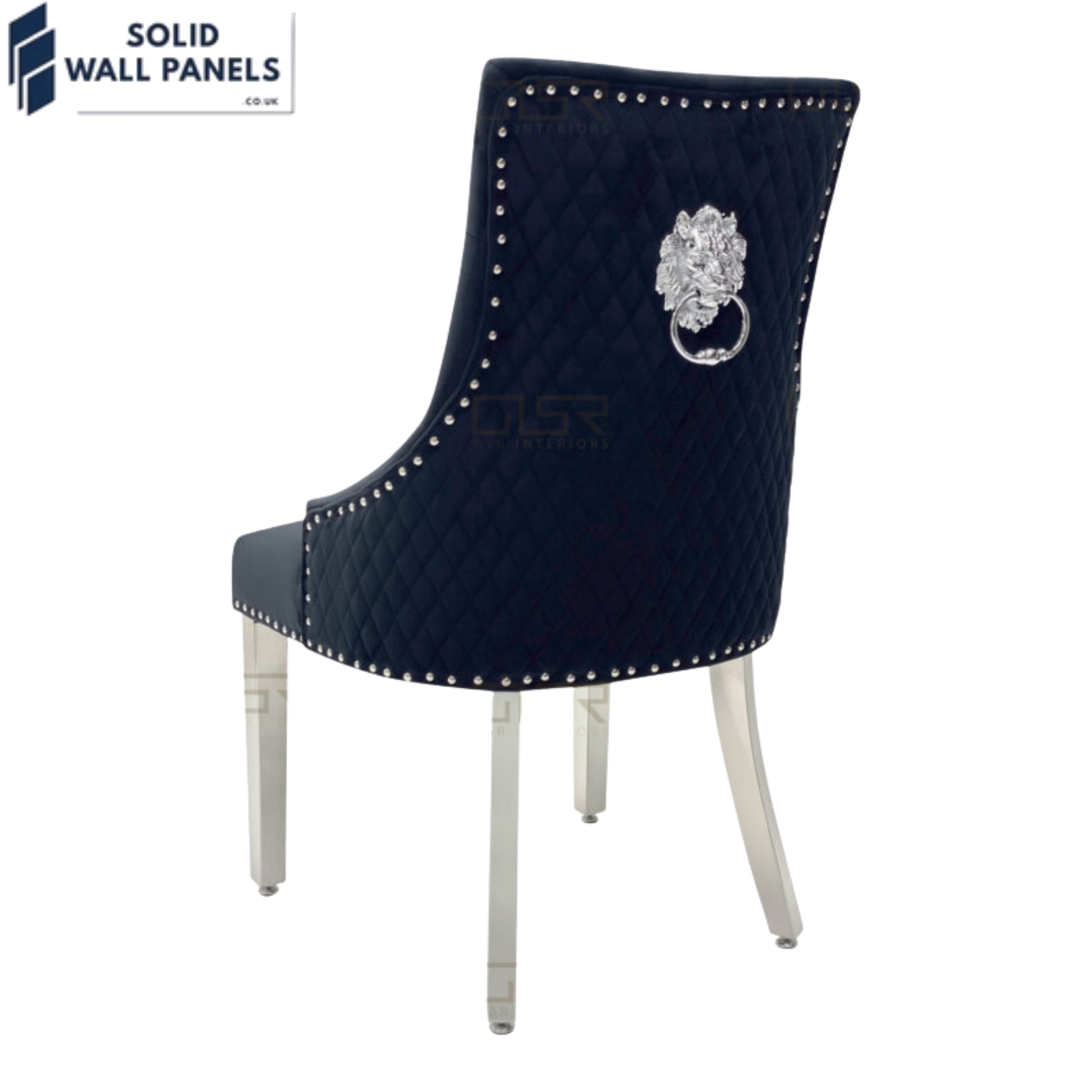 Majestic Velvet Dining Chair Set of 2 – Chrome Legs & Lion Knocker | Multiple Colours