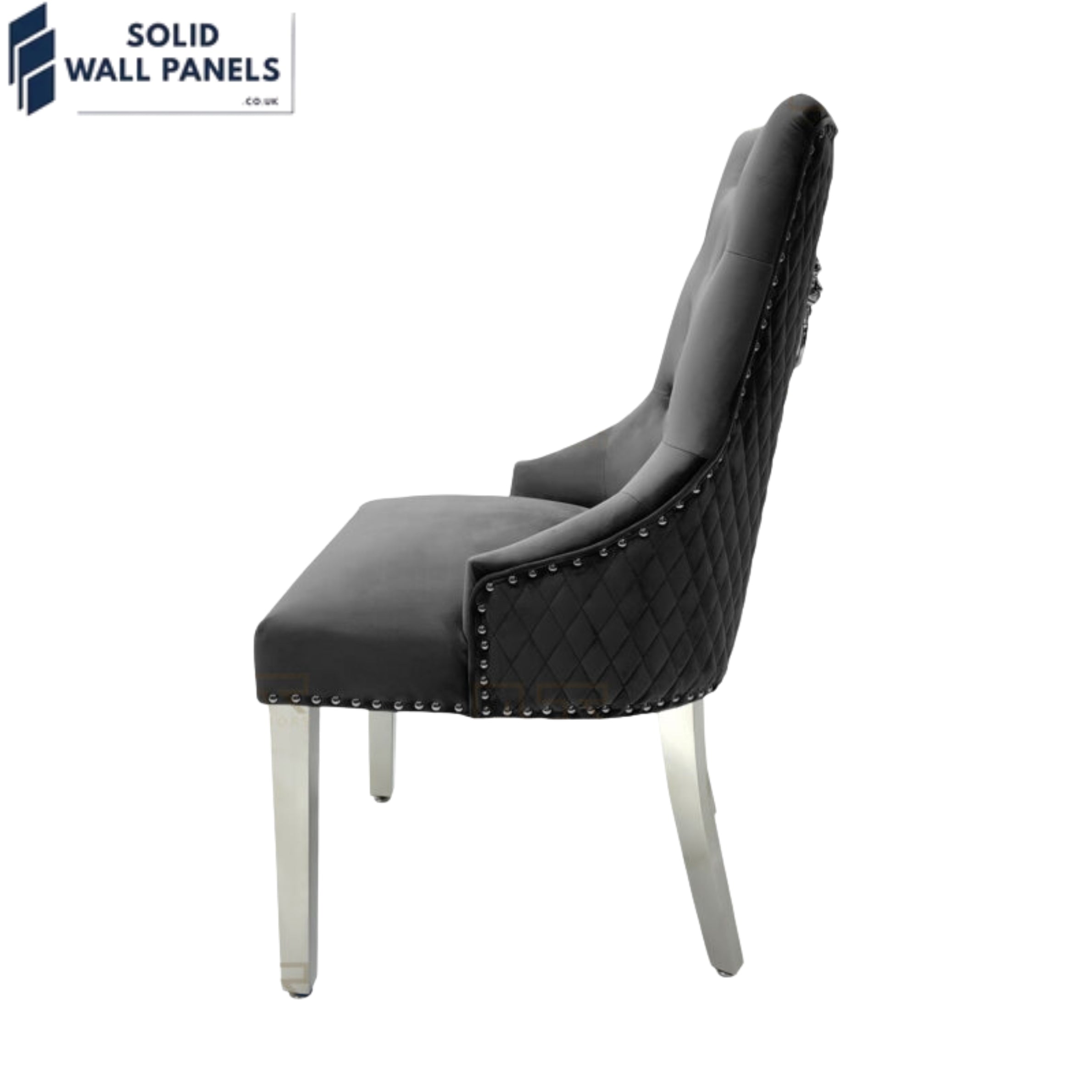 Majestic Velvet Dining Chair Set of 2 – Chrome Legs & Lion Knocker | Multiple Colours