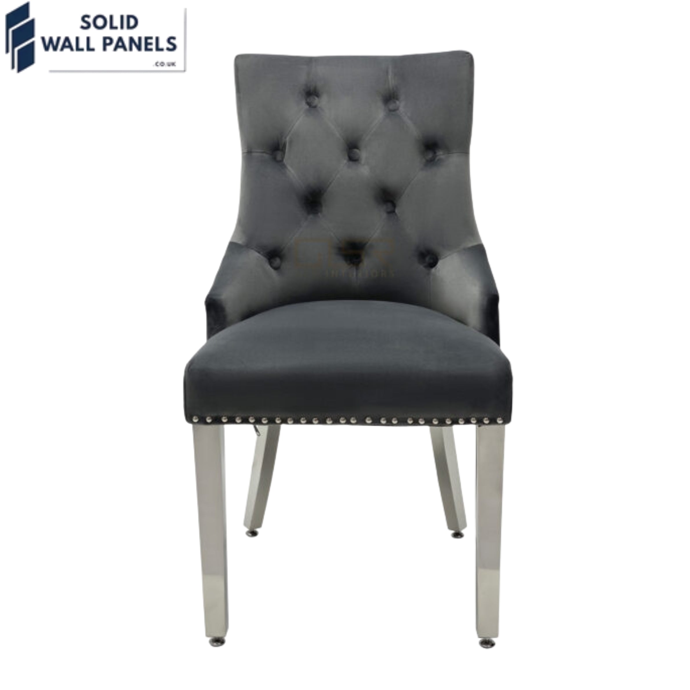 Majestic Velvet Dining Chair Set of 2 – Chrome Legs & Lion Knocker | Multiple Colours