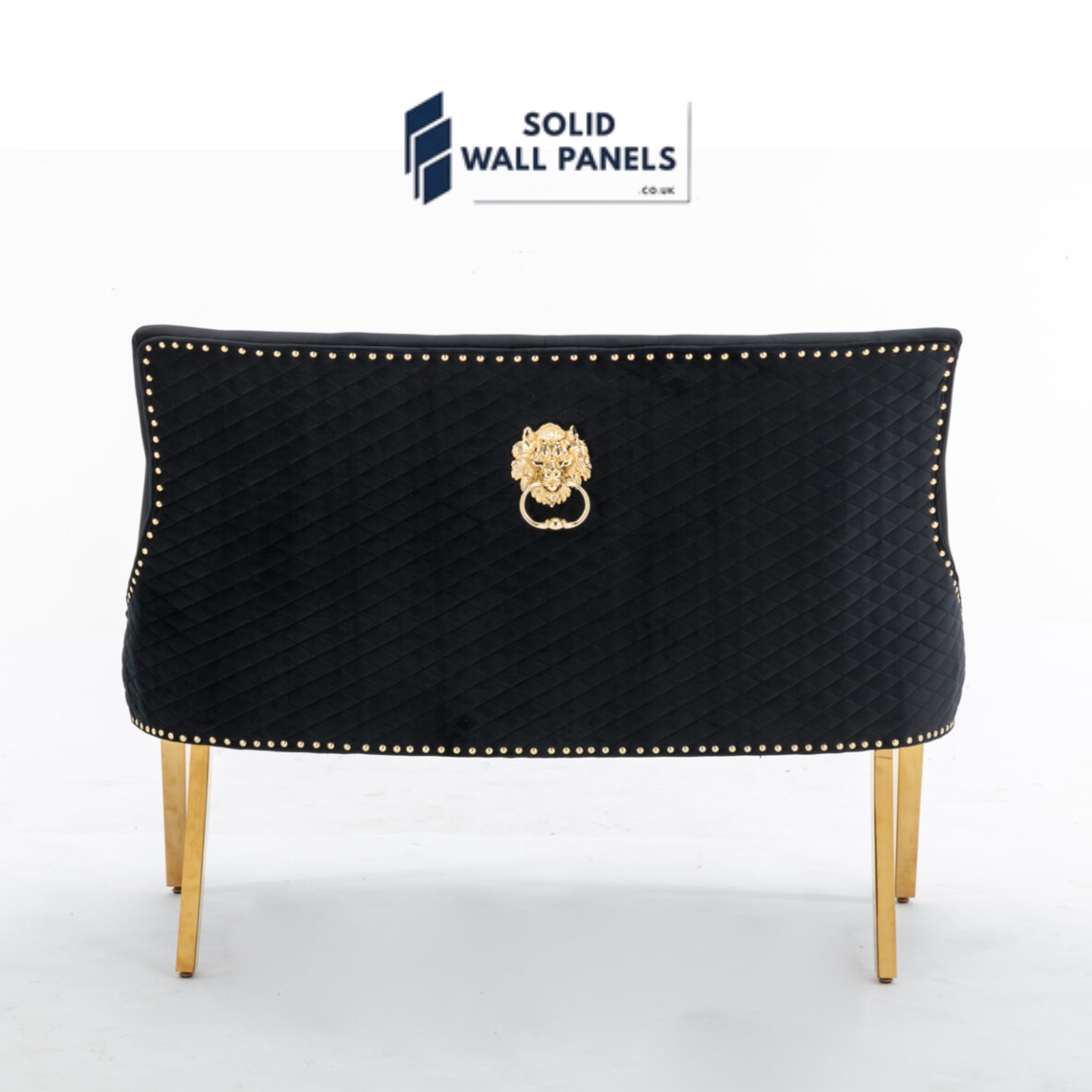 Majestic Gold Lion Knocker High Bench – Luxury Velvet Seating