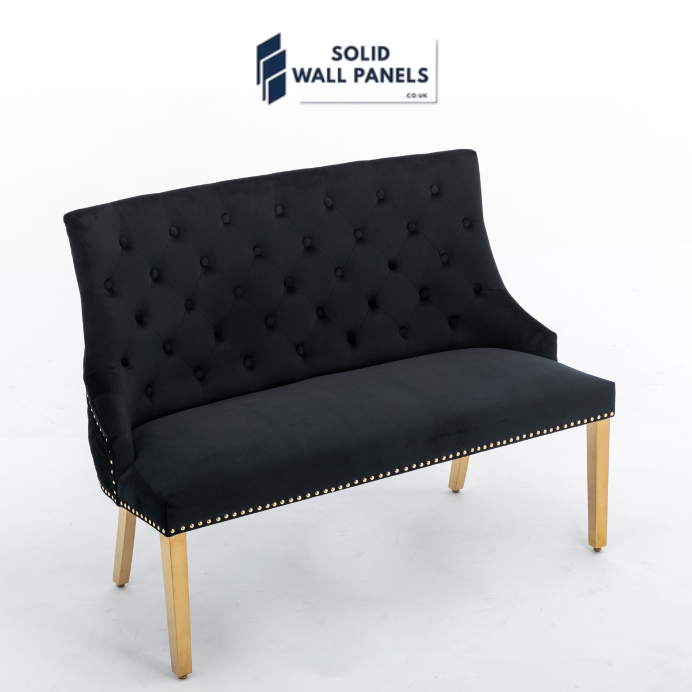 Majestic Gold Lion Knocker High Bench – Luxury Velvet Seating