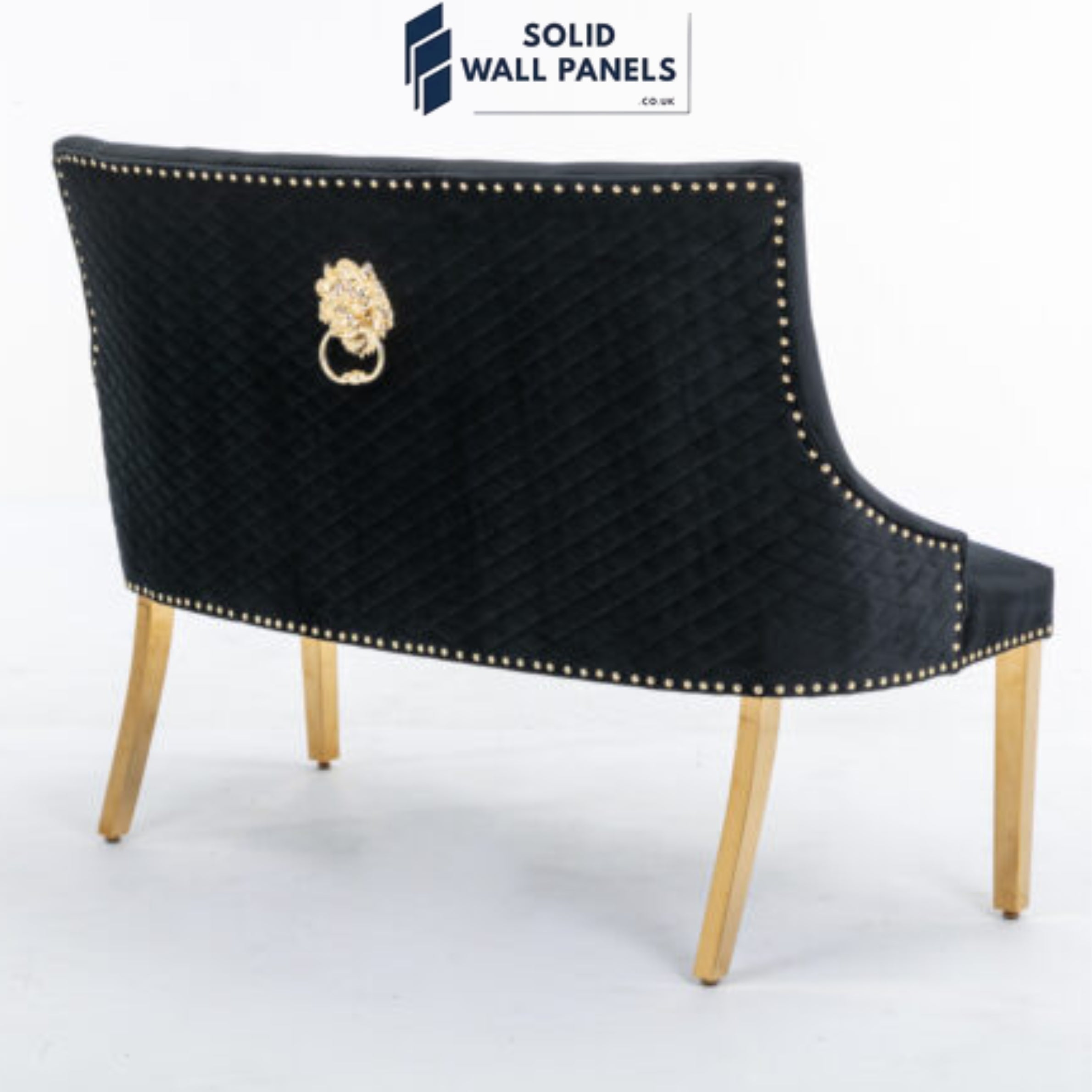 Majestic Gold Lion Knocker High Bench – Luxury Velvet Seating