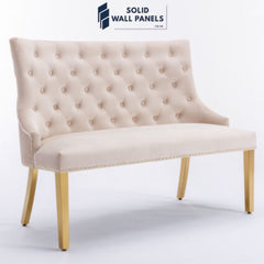 Majestic Gold Lion Knocker High Bench – Luxury Velvet Seating