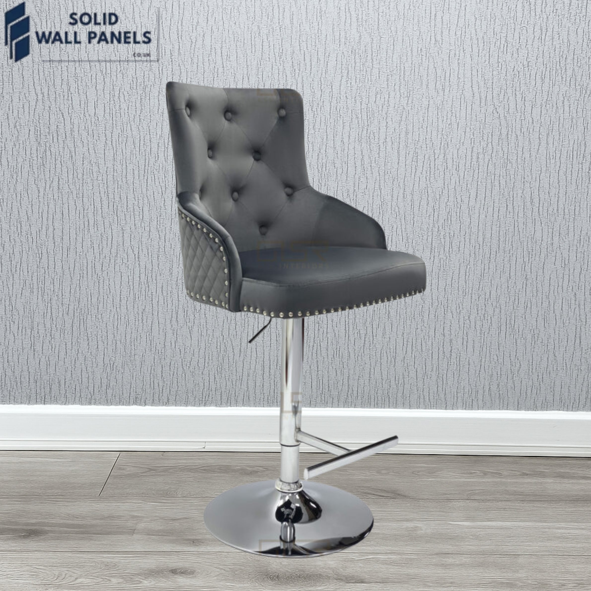 Majestic Premium Fabric Breakfast Bar Stool with Chrome Lion Knocker | Set of 2