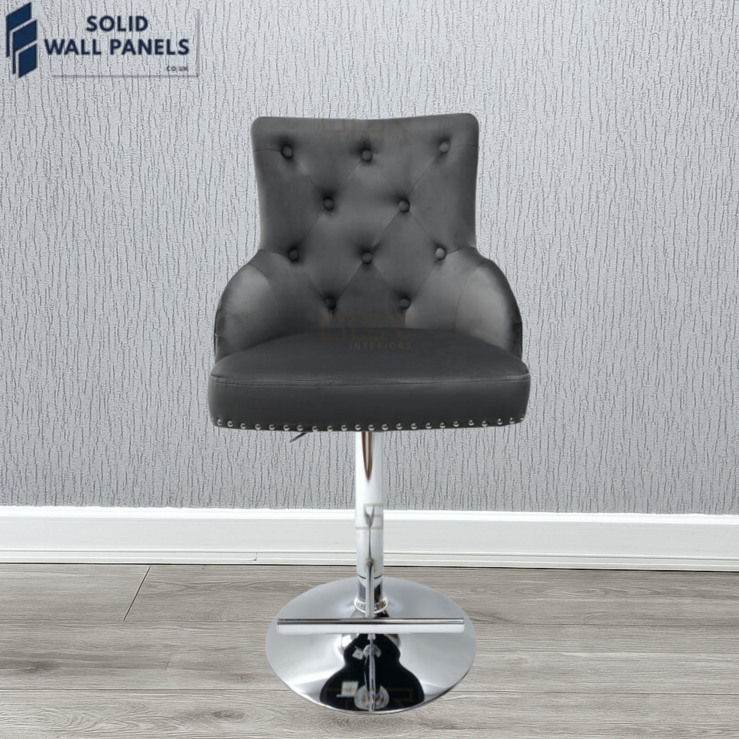 Majestic Premium Fabric Breakfast Bar Stool with Chrome Lion Knocker | Set of 2