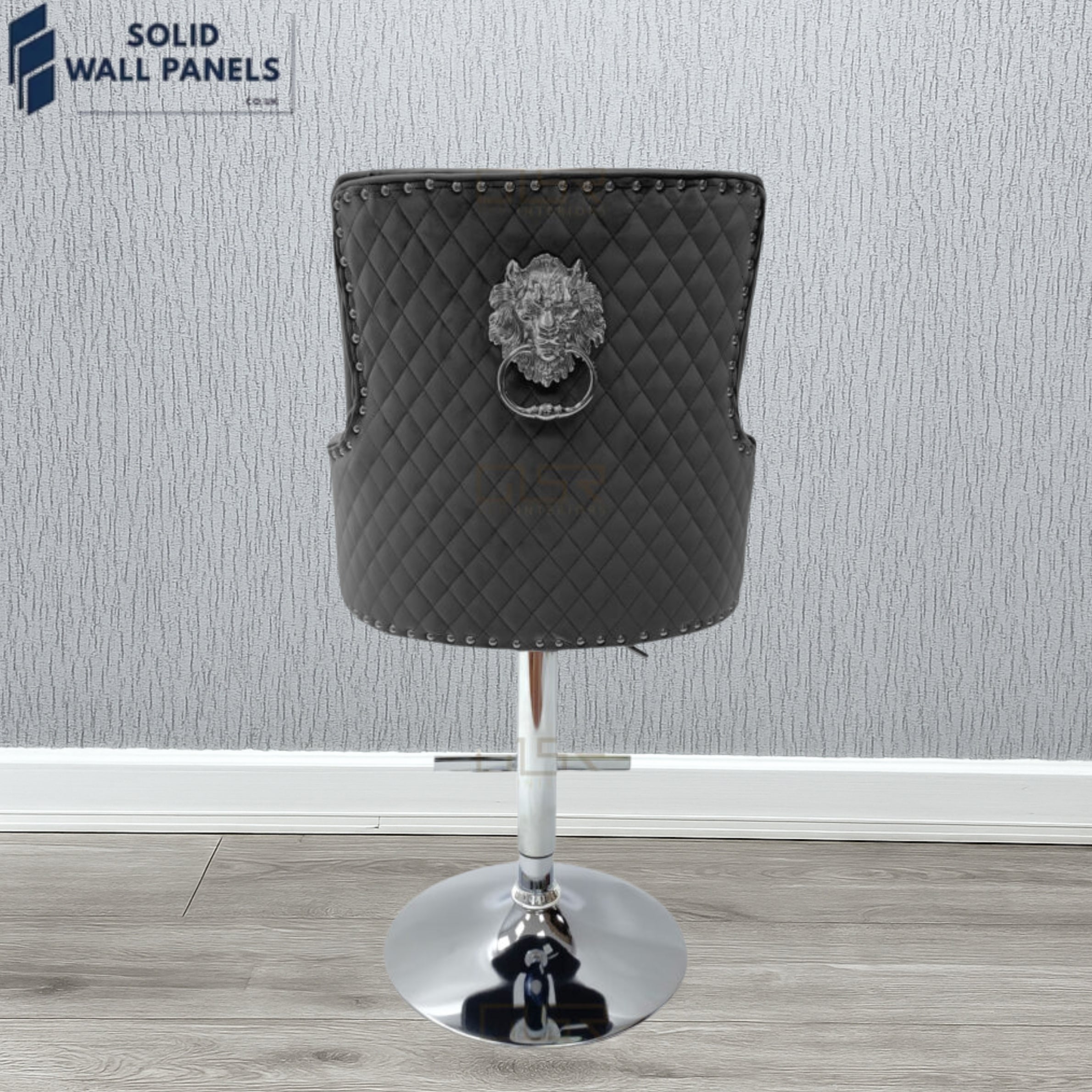 Majestic Premium Fabric Breakfast Bar Stool with Chrome Lion Knocker | Set of 2