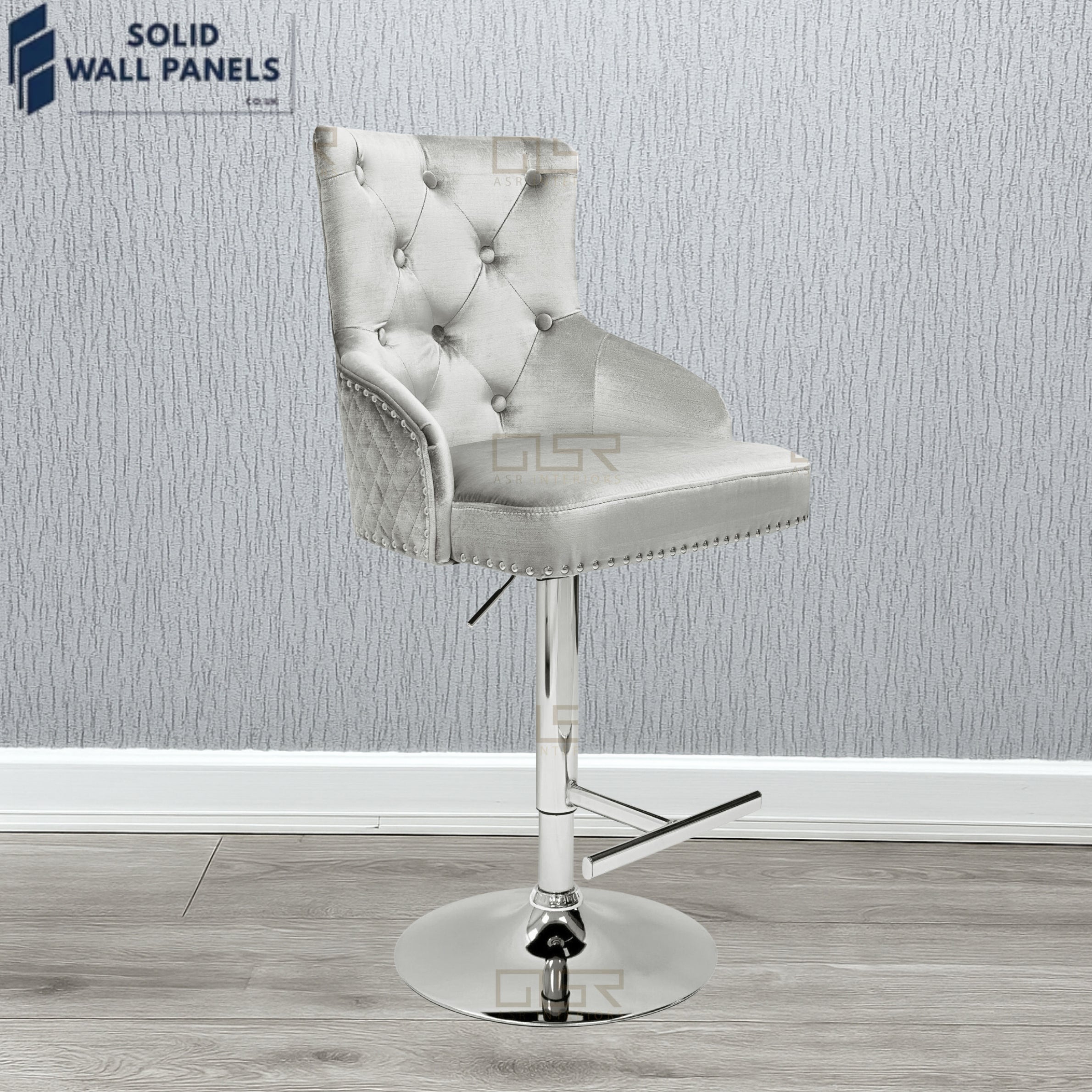 Majestic Premium Fabric Breakfast Bar Stool with Chrome Lion Knocker | Set of 2