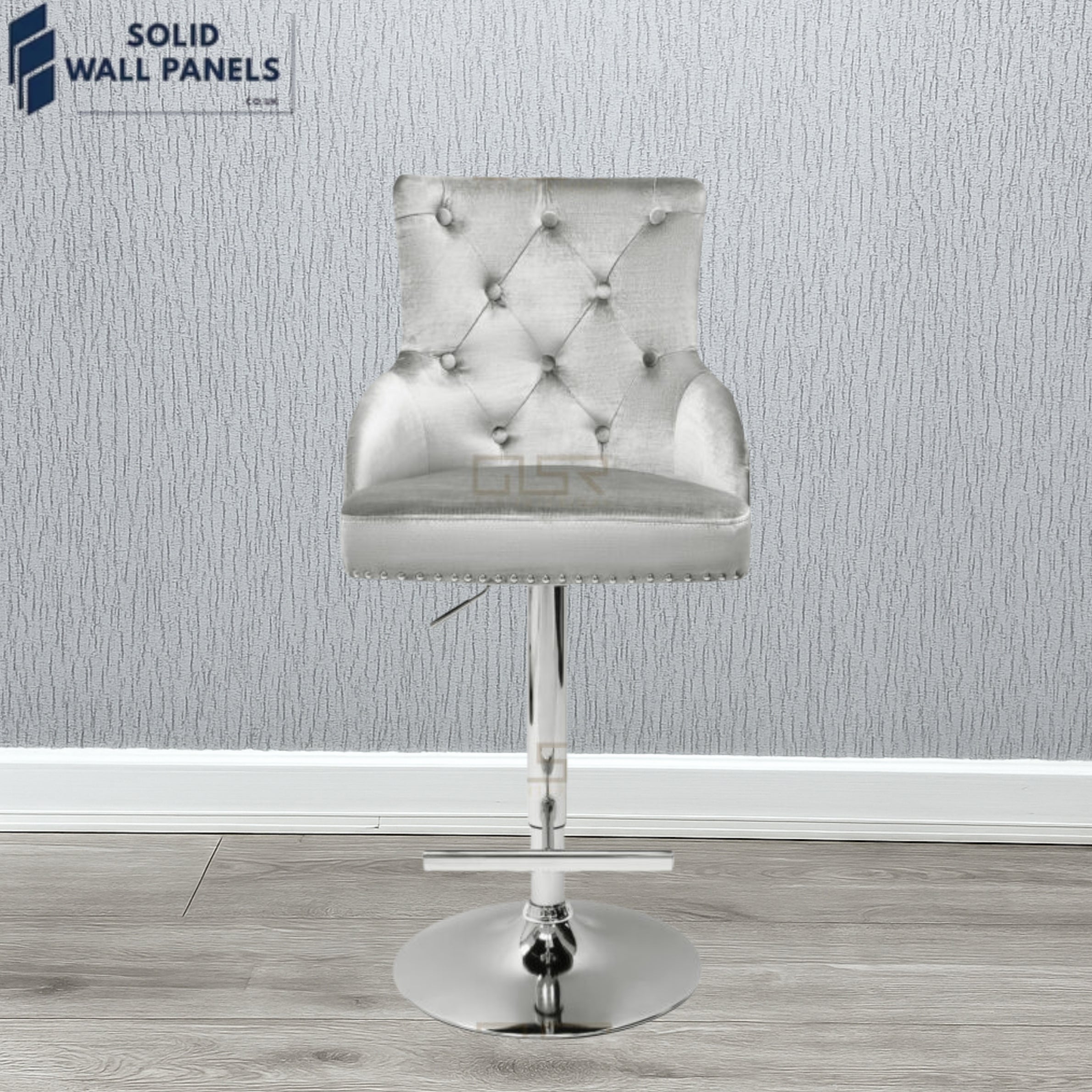 Majestic Premium Fabric Breakfast Bar Stool with Chrome Lion Knocker | Set of 2
