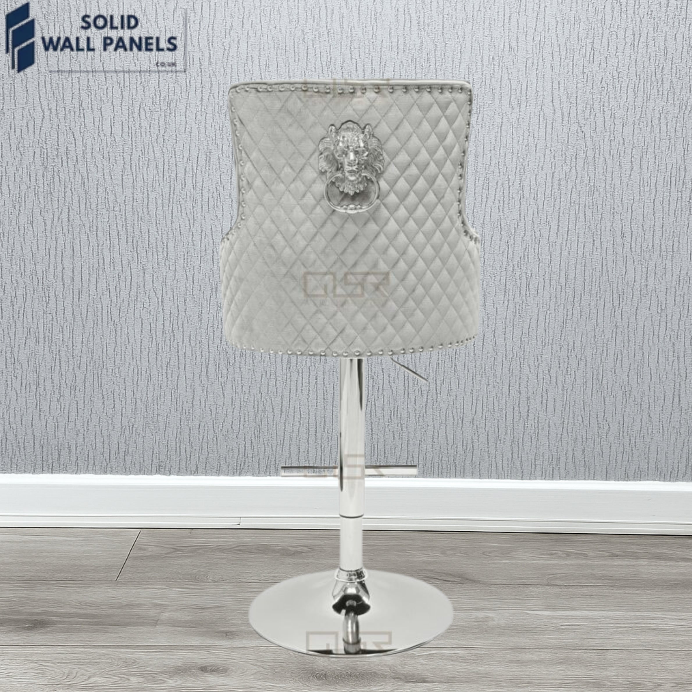 Majestic Premium Fabric Breakfast Bar Stool with Chrome Lion Knocker | Set of 2