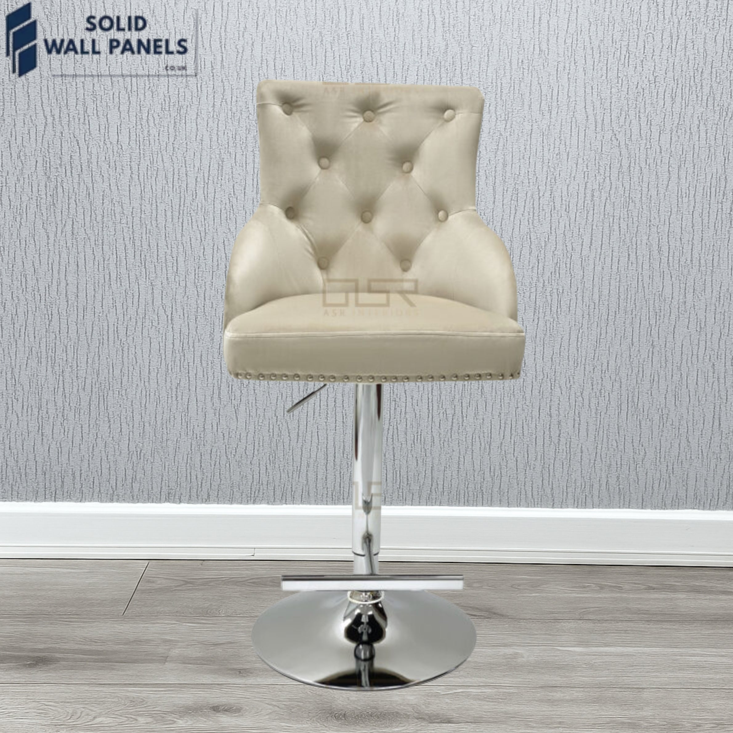 Majestic Premium Fabric Breakfast Bar Stool with Chrome Lion Knocker | Set of 2