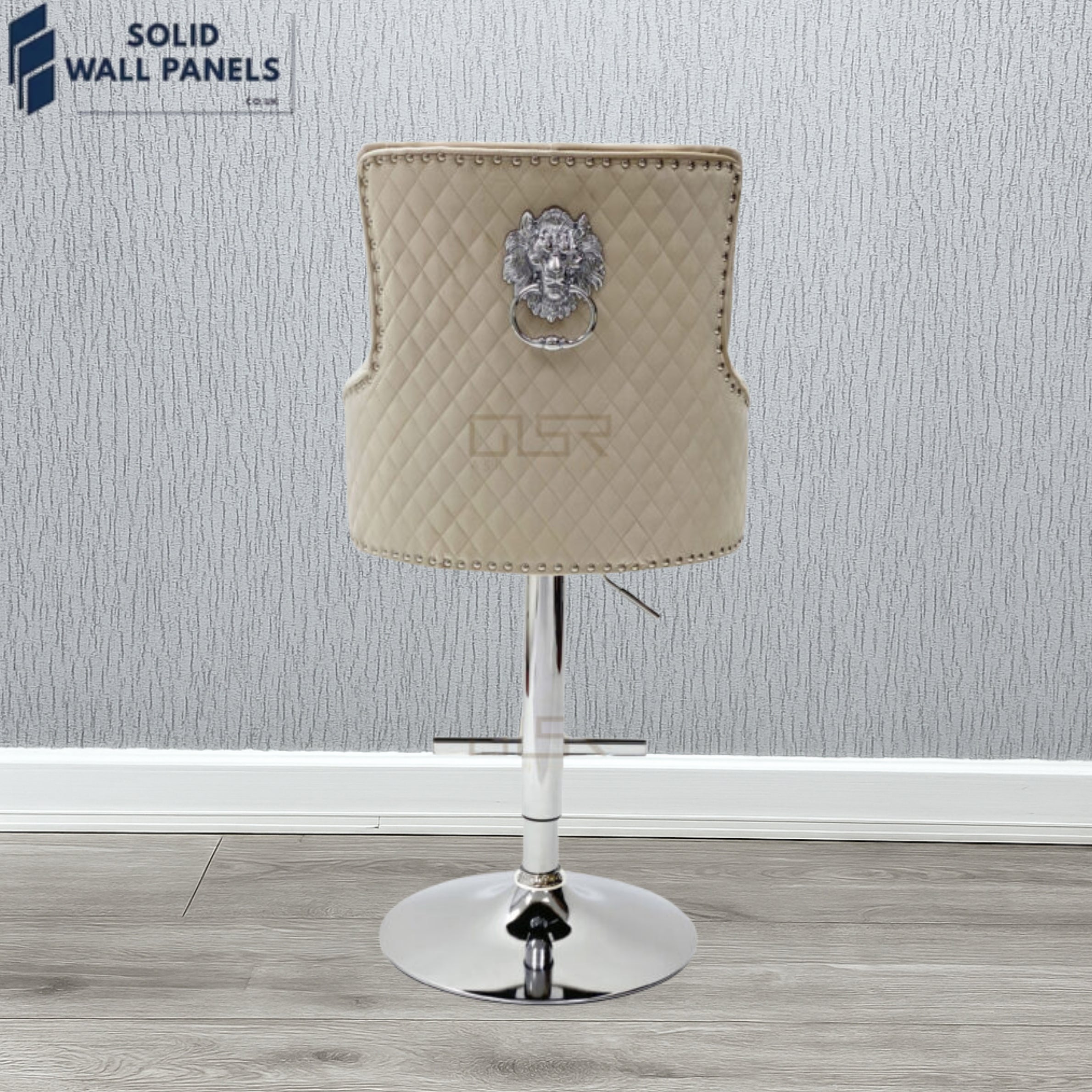 Majestic Premium Fabric Breakfast Bar Stool with Chrome Lion Knocker | Set of 2