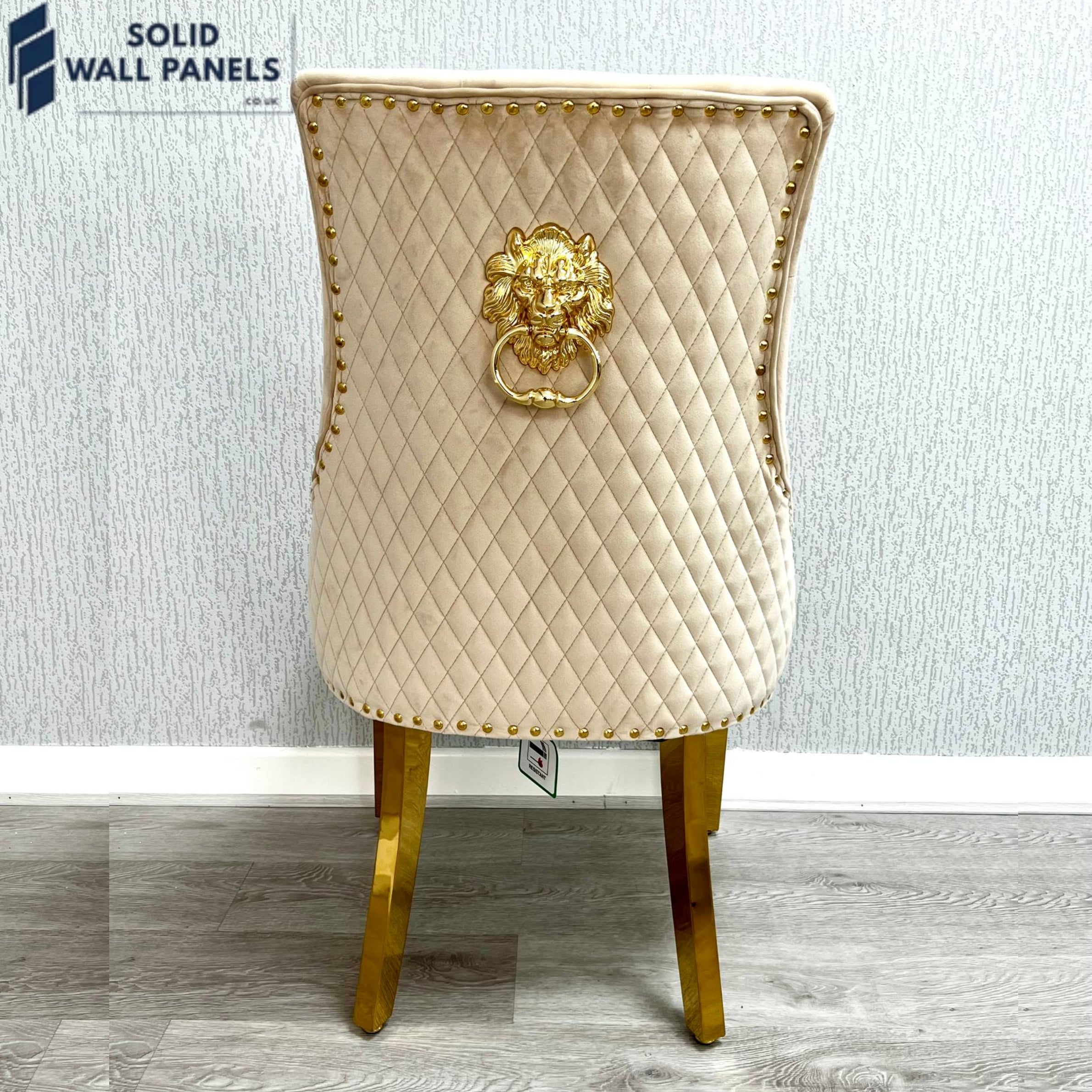 Premium Majestic Gold Lion Knocker Dining Chair - Set of 2 | Available in 3 Colours