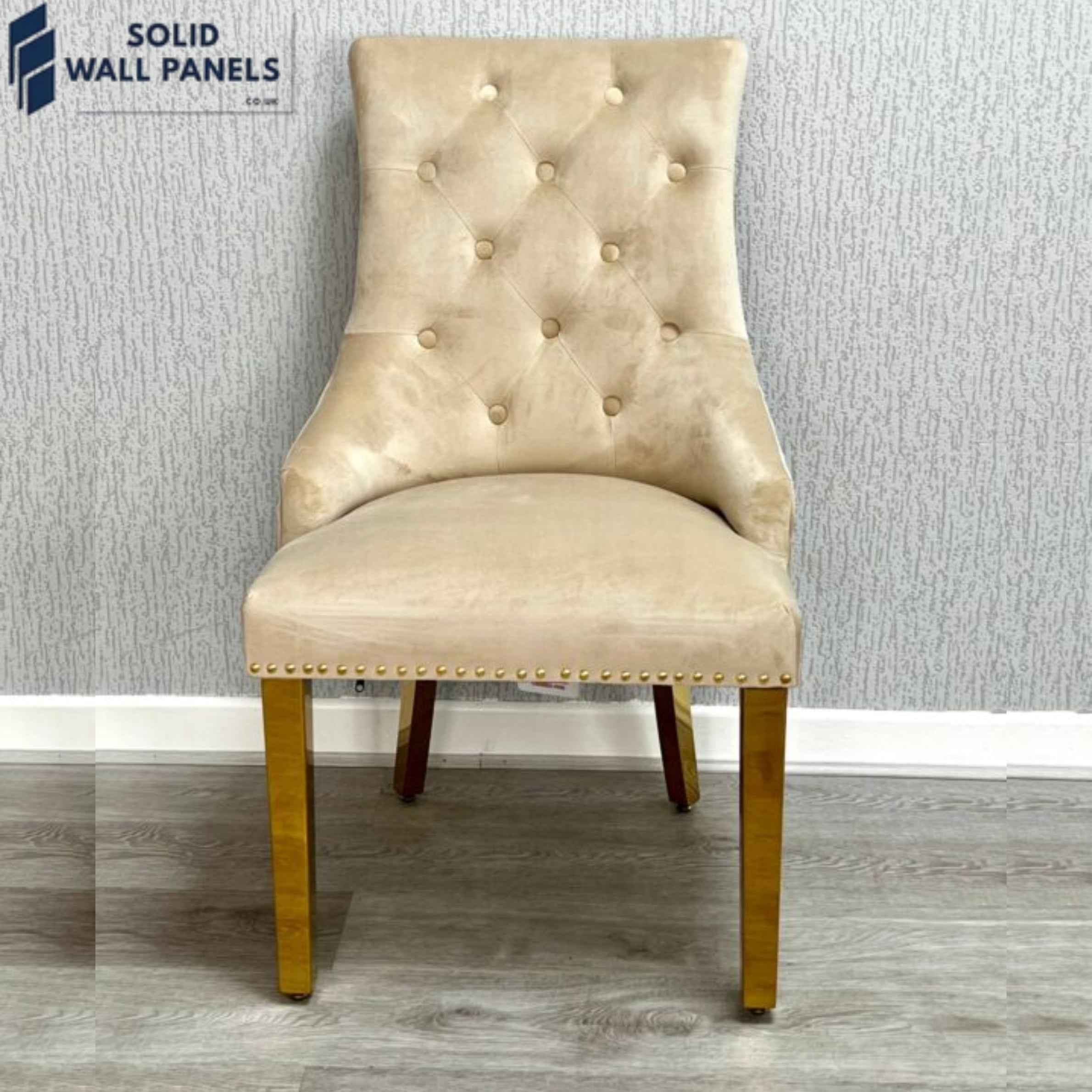 Majestic Gold Ring Knocker Dining Chairs Set of 2 – Luxury Chairs in Mink & Black
