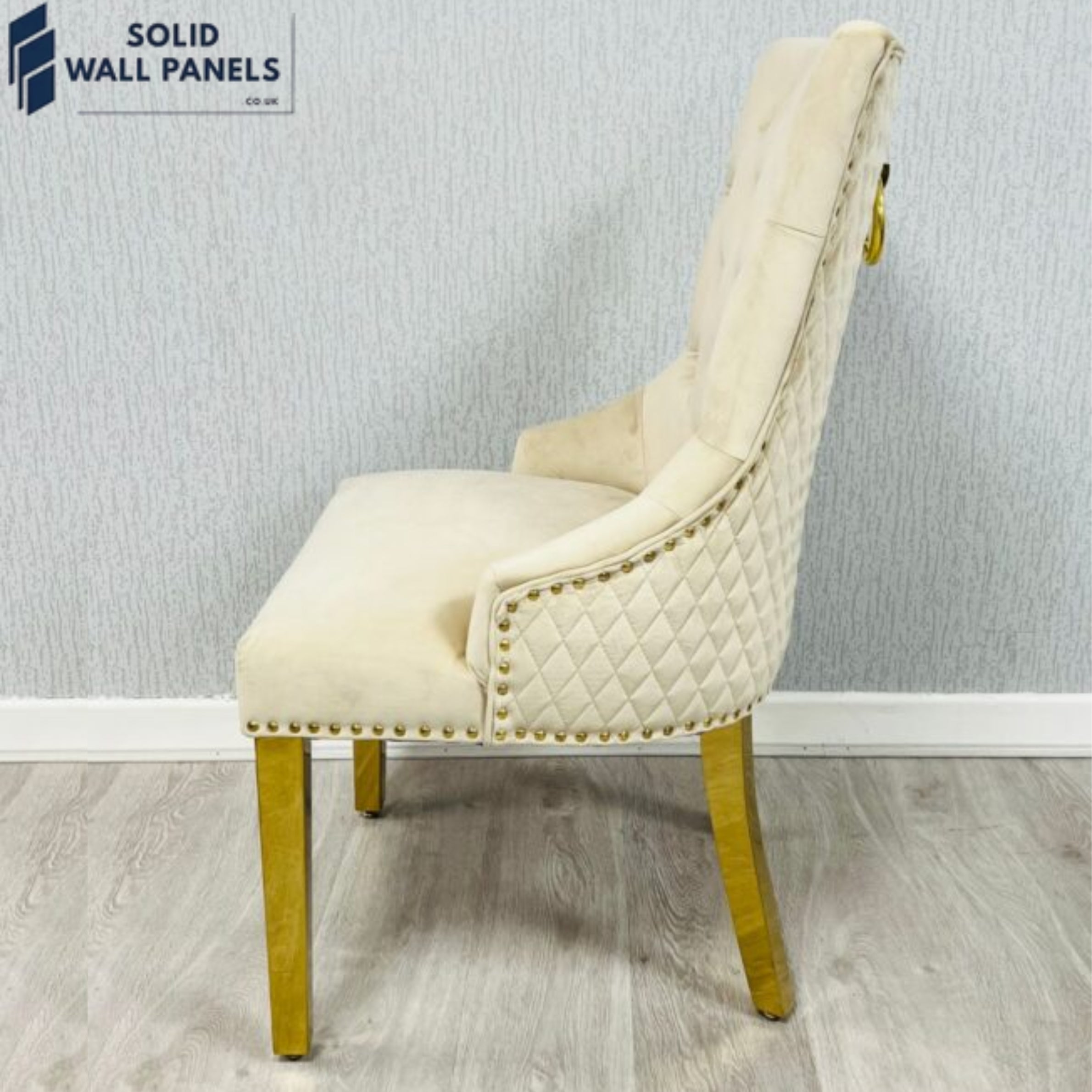Majestic Gold Ring Knocker Dining Chairs Set of 2 – Luxury Chairs in Mink & Black