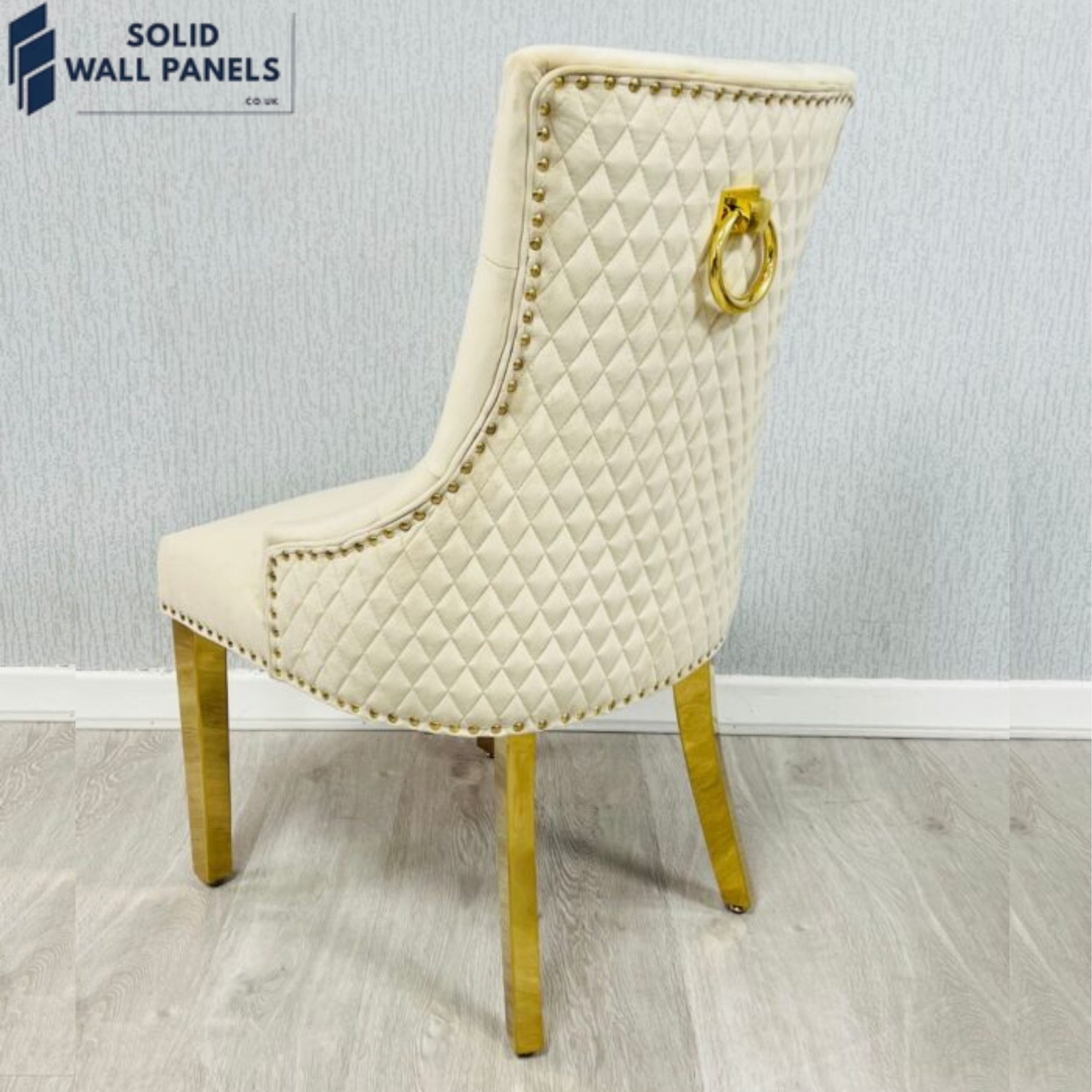 Majestic Gold Ring Knocker Dining Chairs Set of 2 – Luxury Chairs in Mink & Black