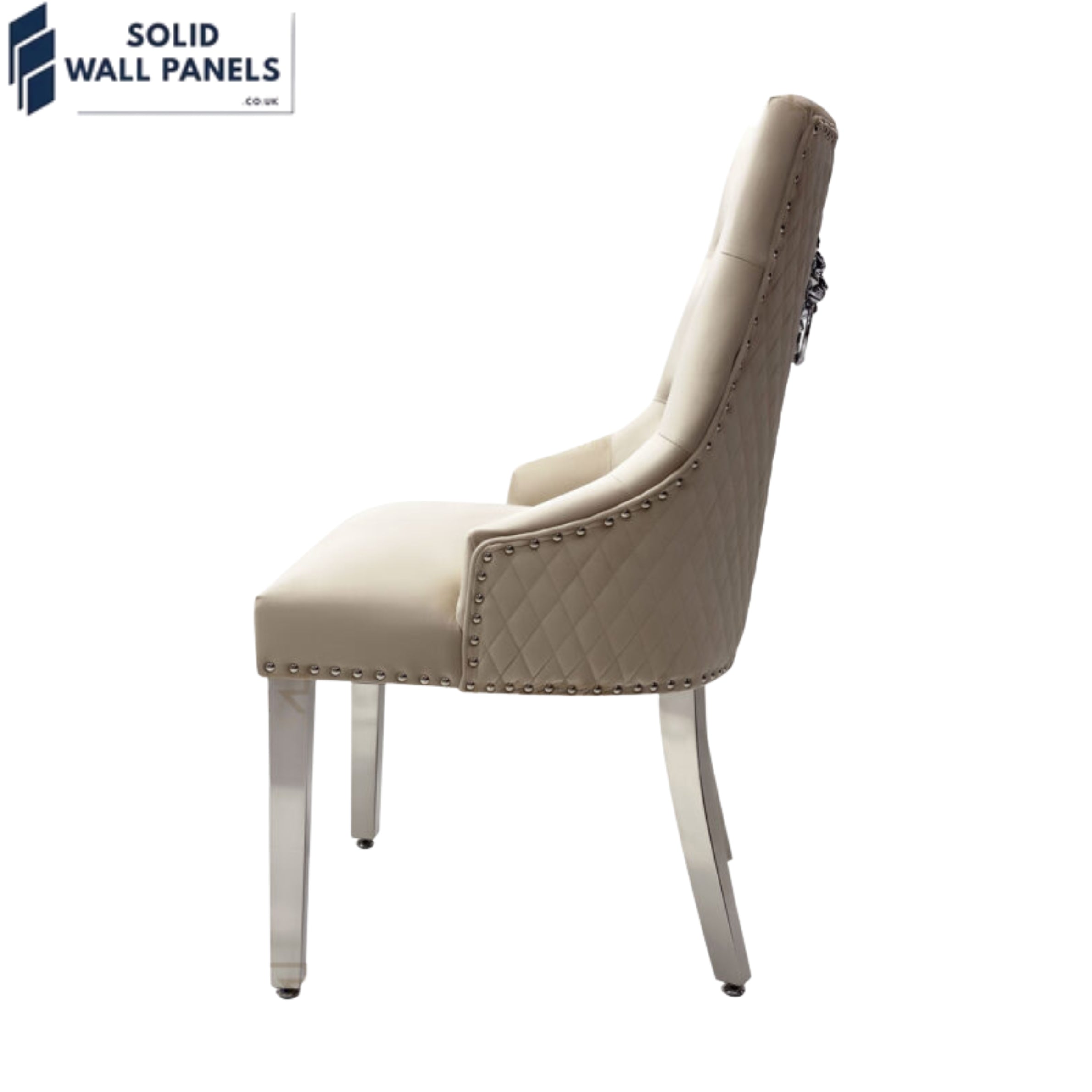 Majestic Velvet Dining Chair Set of 2 – Chrome Legs & Lion Knocker | Multiple Colours