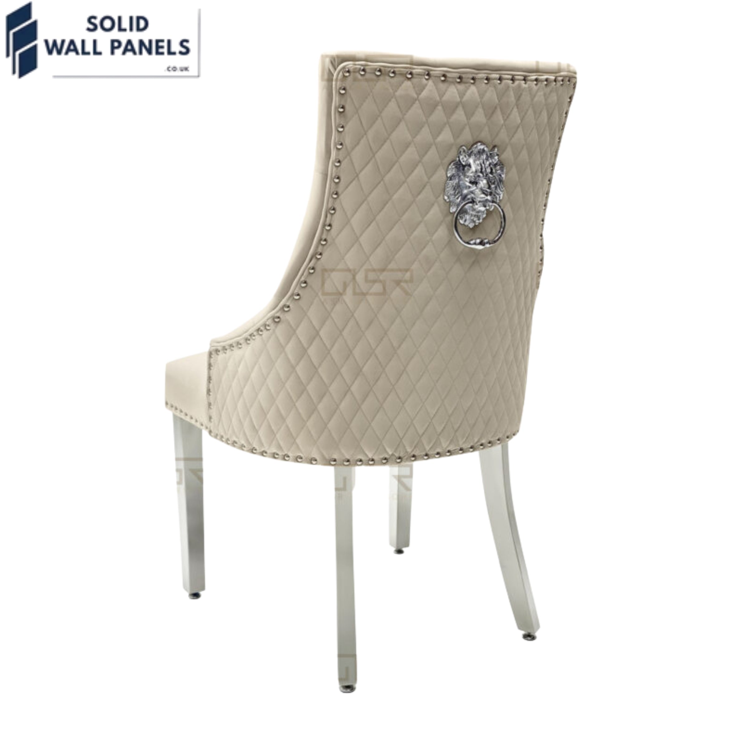 Majestic Velvet Dining Chair Set of 2 – Chrome Legs & Lion Knocker | Multiple Colours