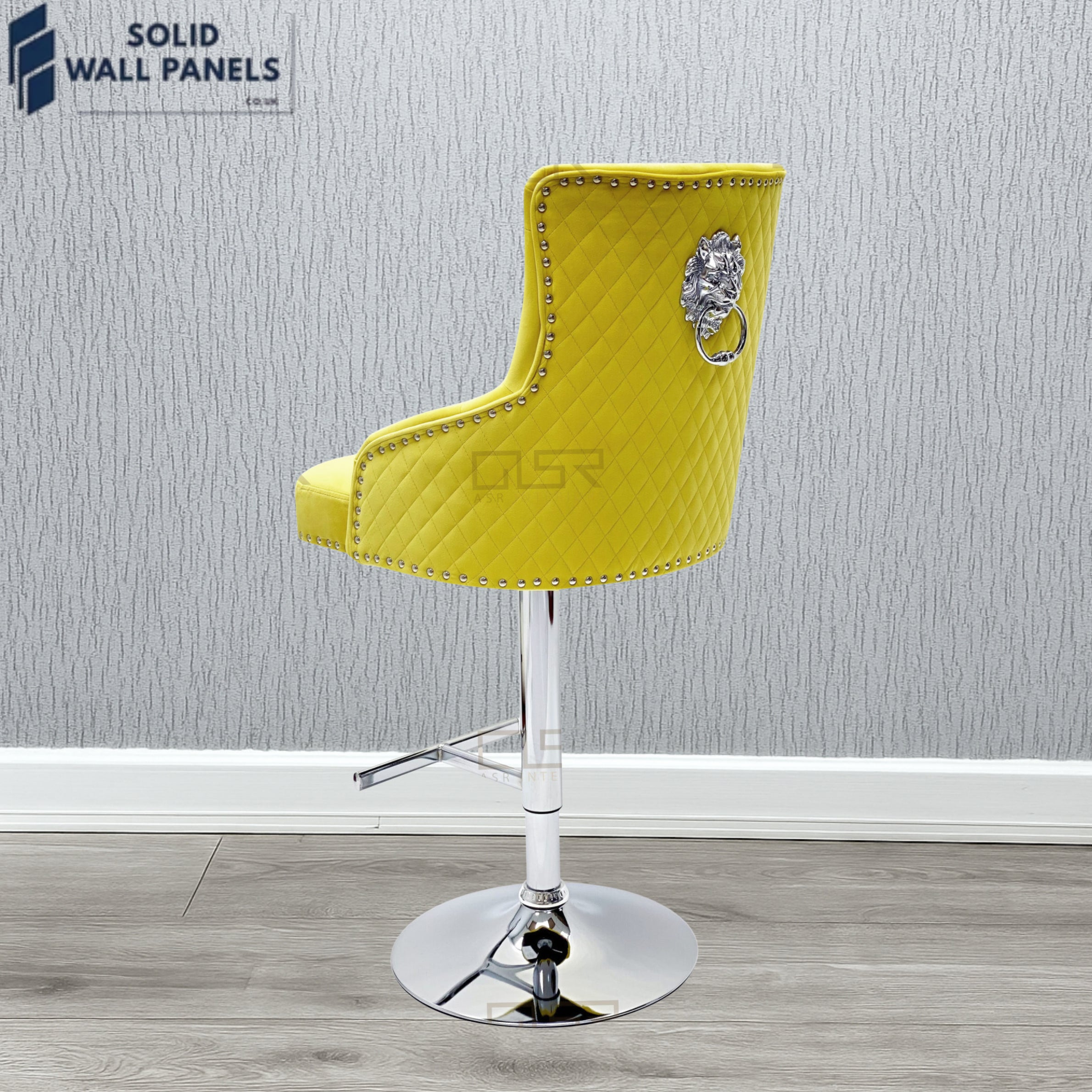 Majestic Premium Fabric Breakfast Bar Stool with Chrome Lion Knocker | Set of 2