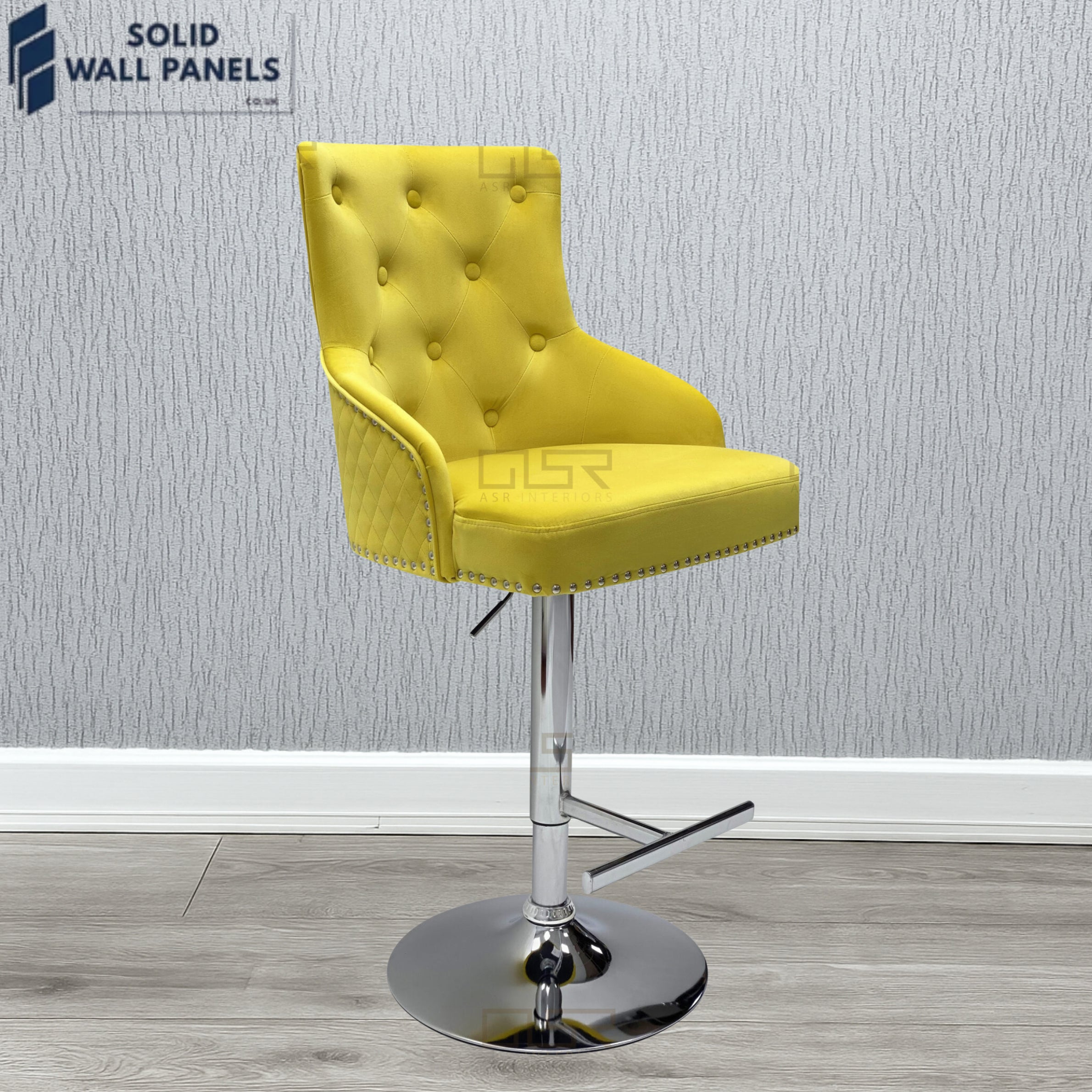 Majestic Premium Fabric Breakfast Bar Stool with Chrome Lion Knocker | Set of 2