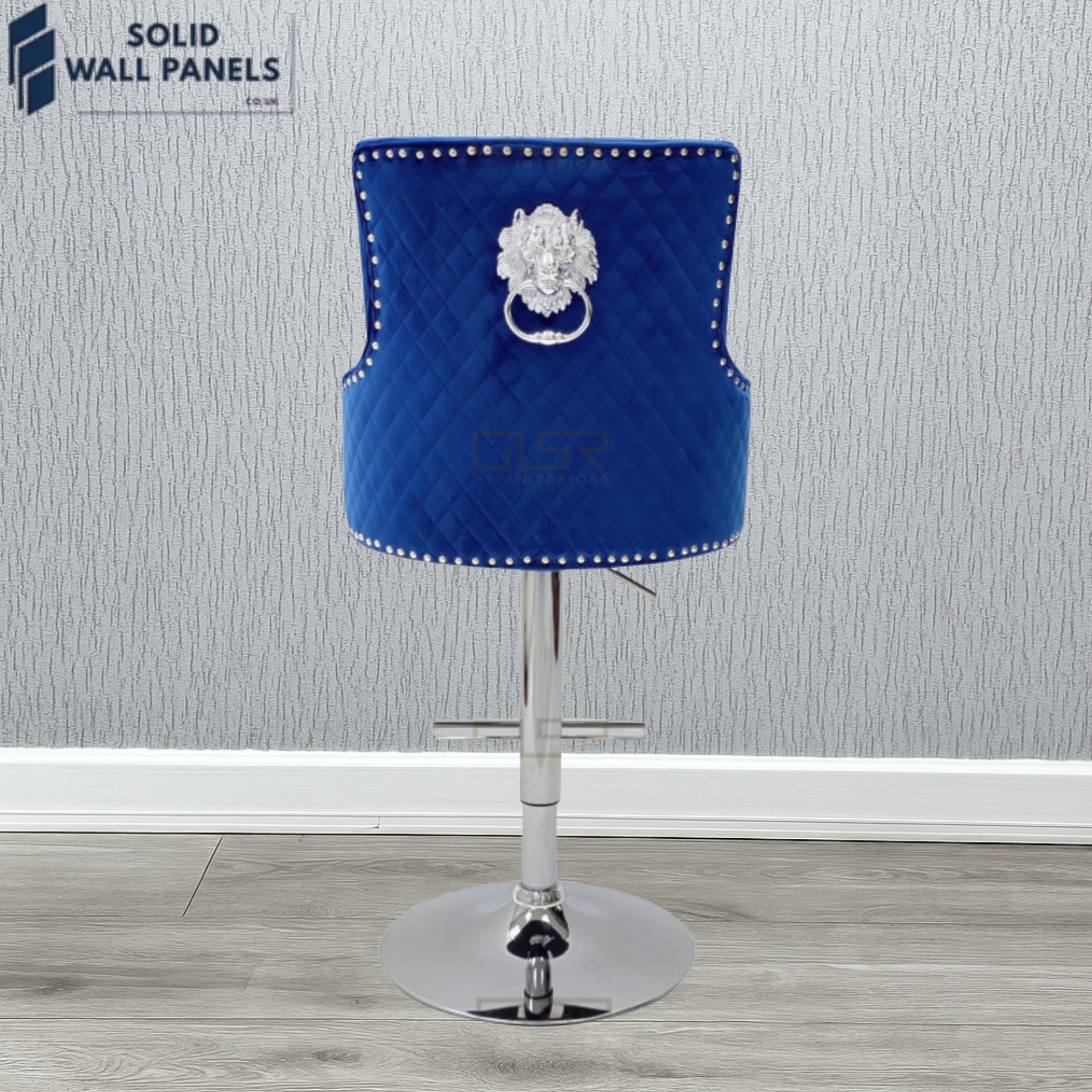 Majestic Premium Fabric Breakfast Bar Stool with Chrome Lion Knocker | Set of 2