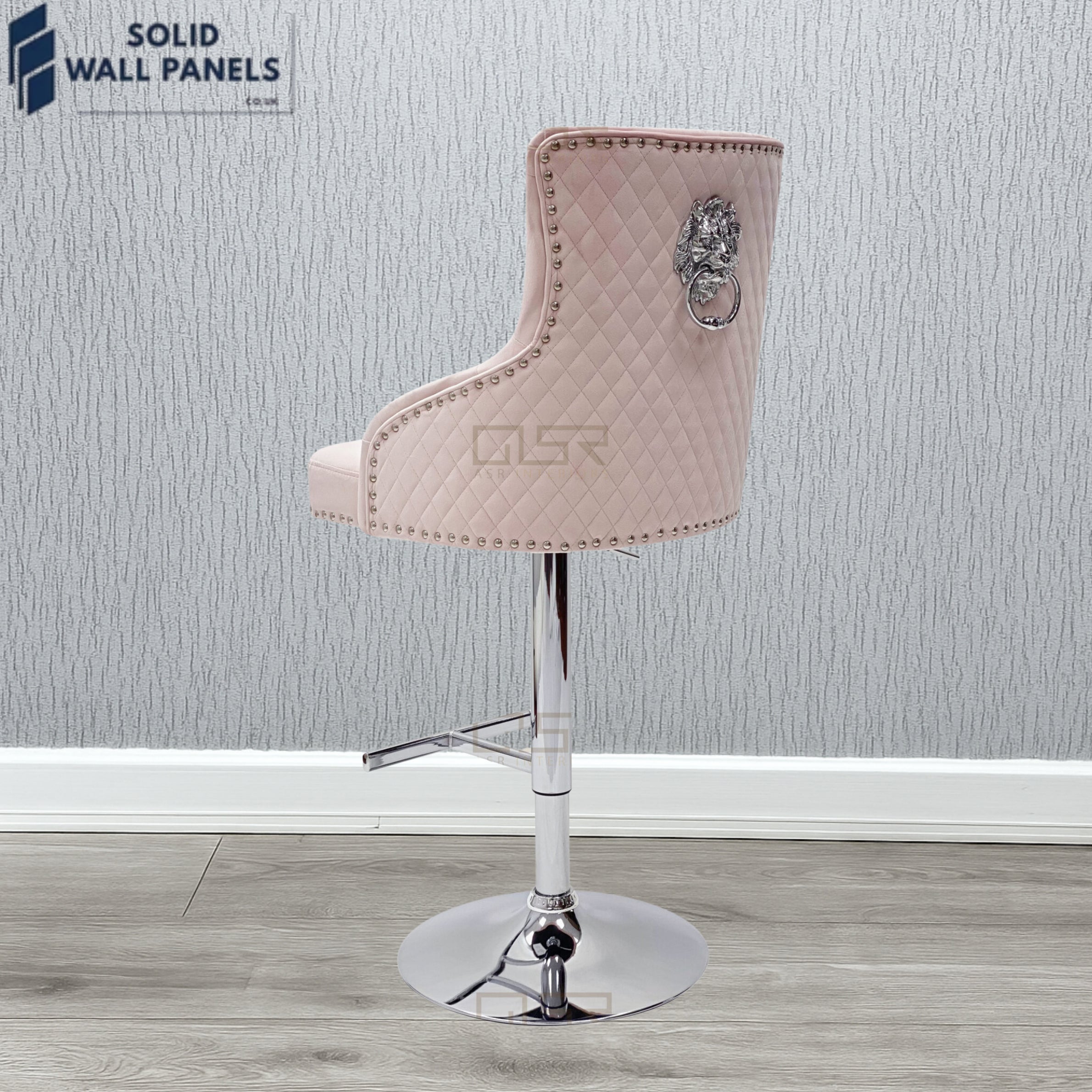 Majestic Premium Fabric Breakfast Bar Stool with Chrome Lion Knocker | Set of 2