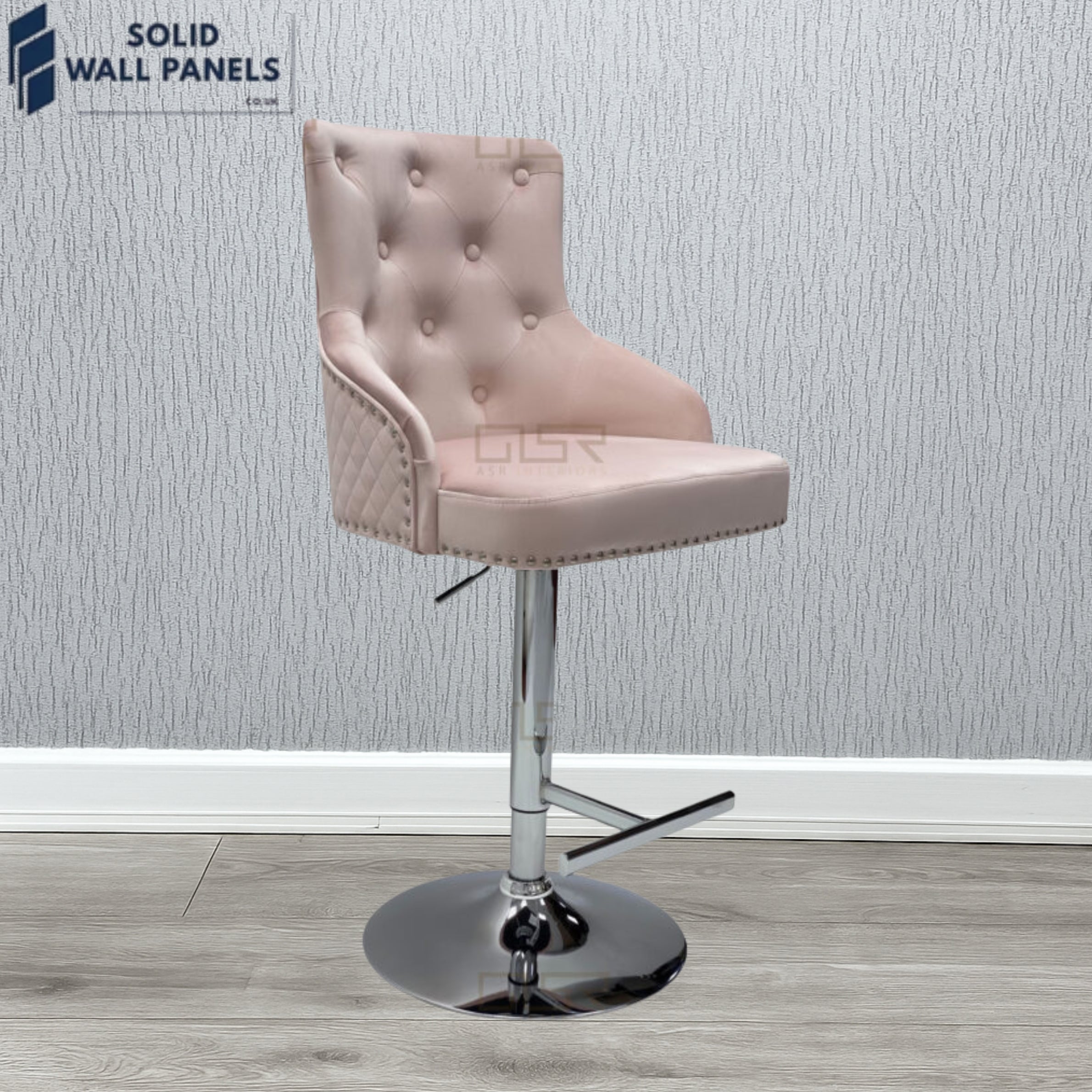 Majestic Premium Fabric Breakfast Bar Stool with Chrome Lion Knocker | Set of 2