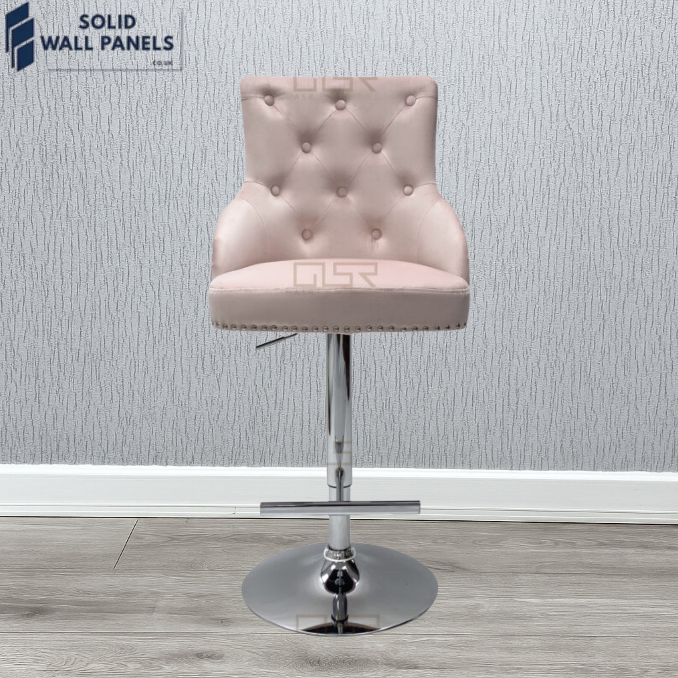 Majestic Premium Fabric Breakfast Bar Stool with Chrome Lion Knocker | Set of 2