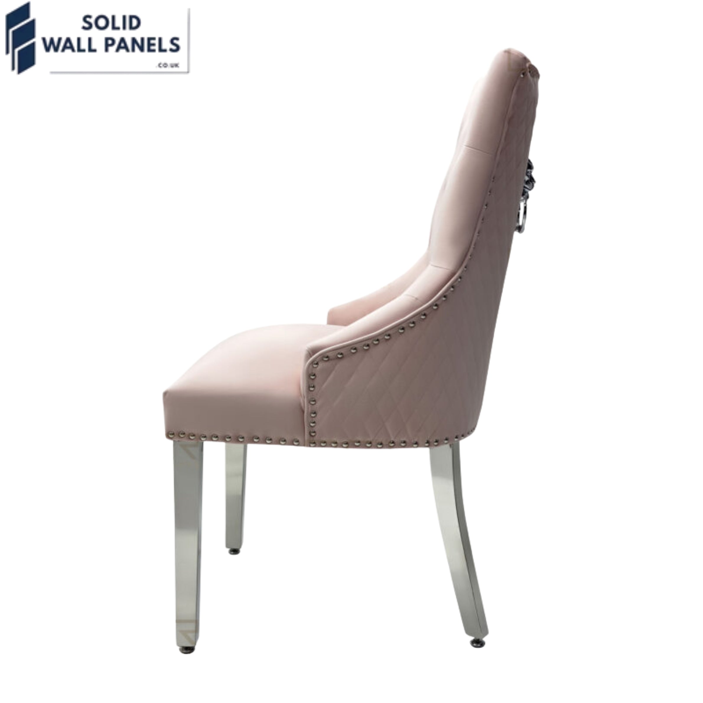 Majestic Velvet Dining Chair Set of 2 – Chrome Legs & Lion Knocker | Multiple Colours