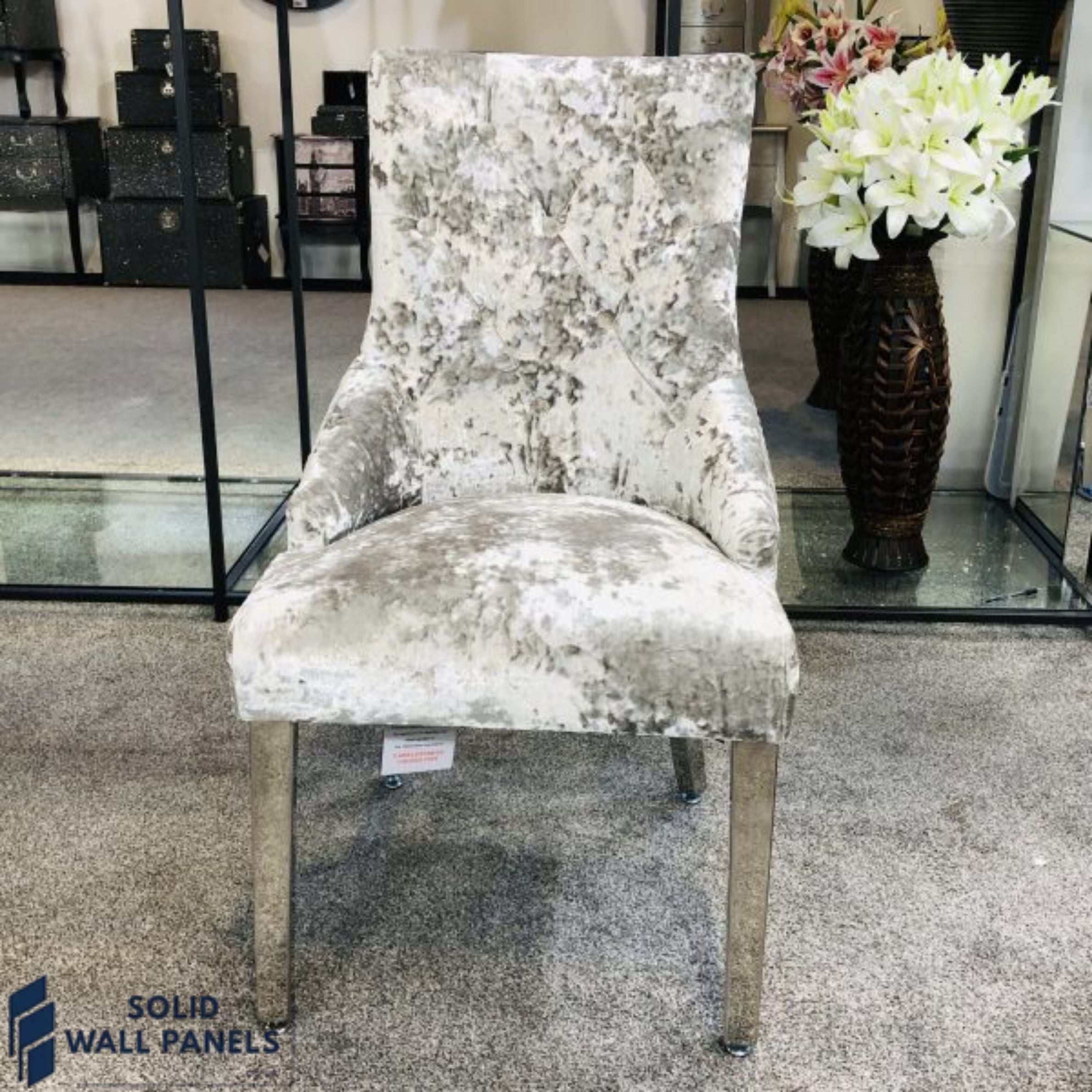 Majestic Premium Crushed Velvet Dining Chair Set of 2 – Chrome Legs & Lion Knocker