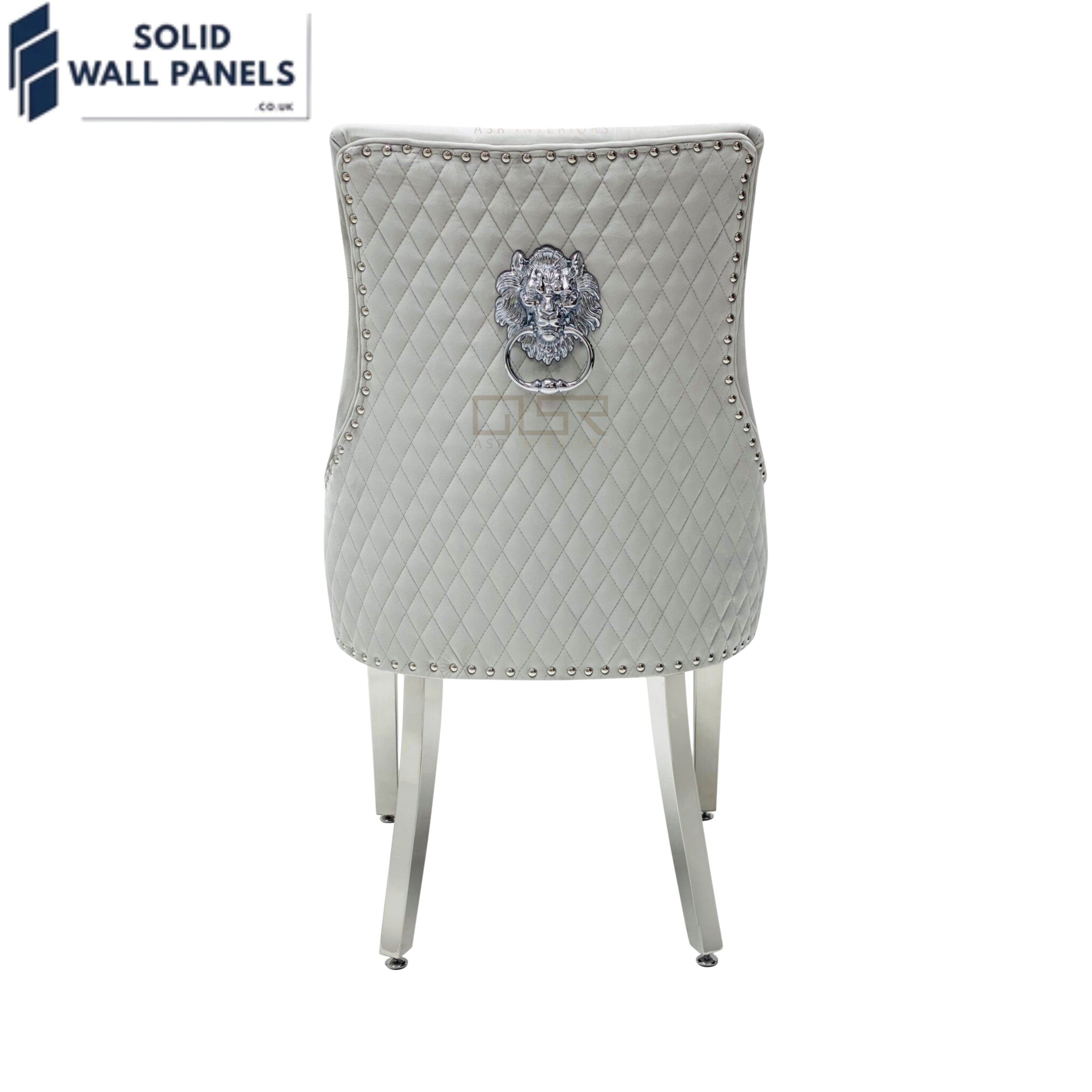 Majestic Velvet Dining Chair Set of 2 – Chrome Legs & Lion Knocker | Multiple Colours