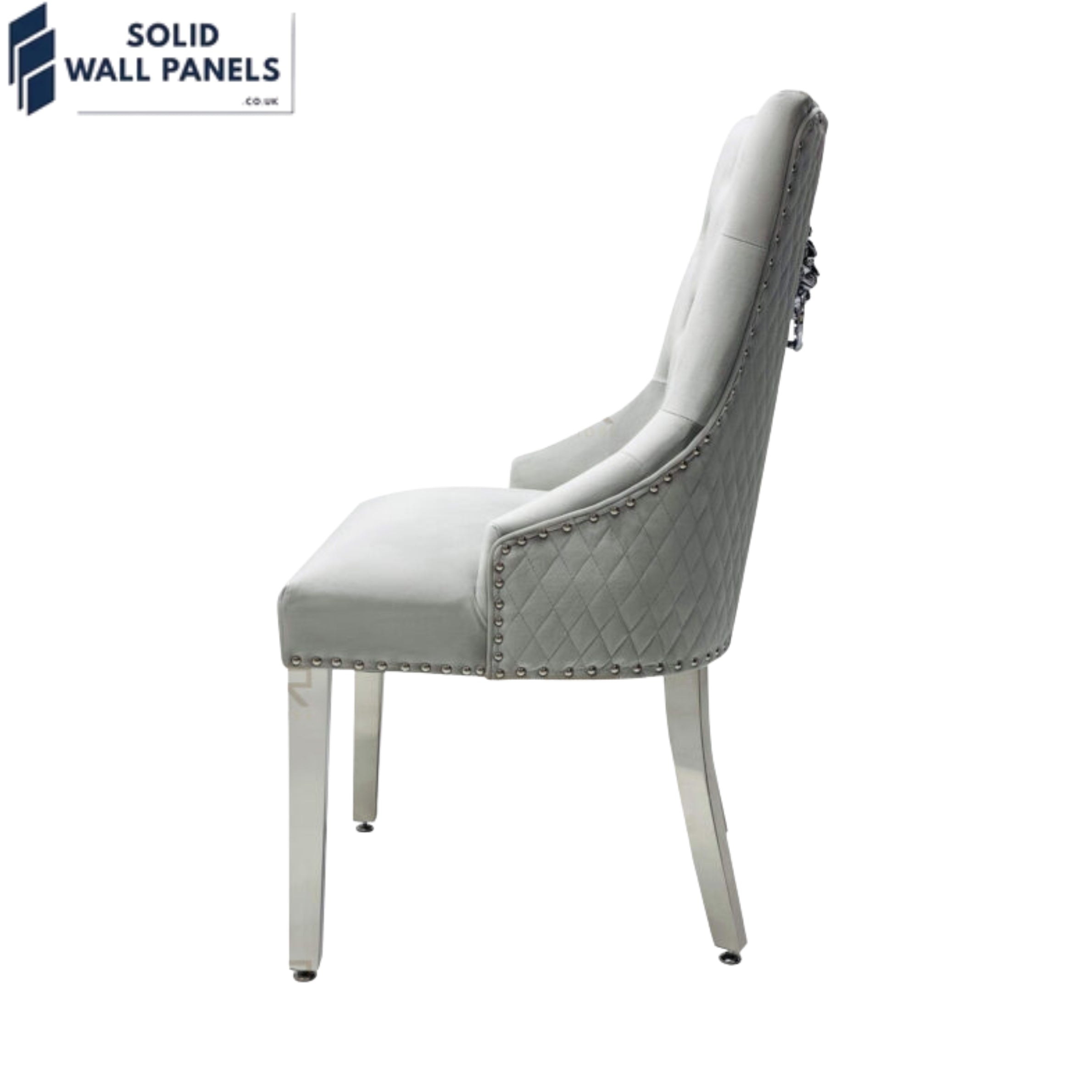 Majestic Velvet Dining Chair Set of 2 – Chrome Legs & Lion Knocker | Multiple Colours