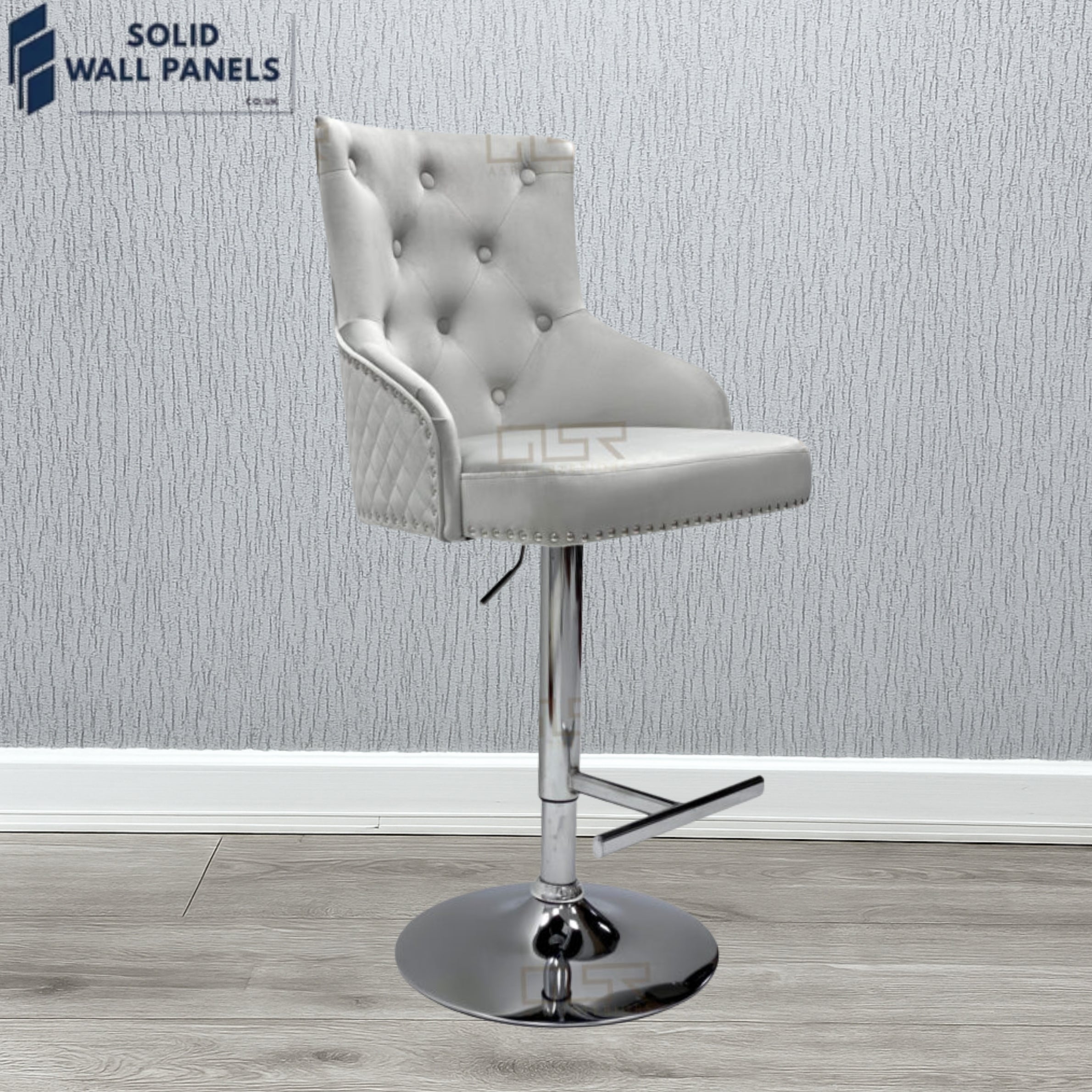 Majestic Premium Fabric Breakfast Bar Stool with Chrome Lion Knocker | Set of 2