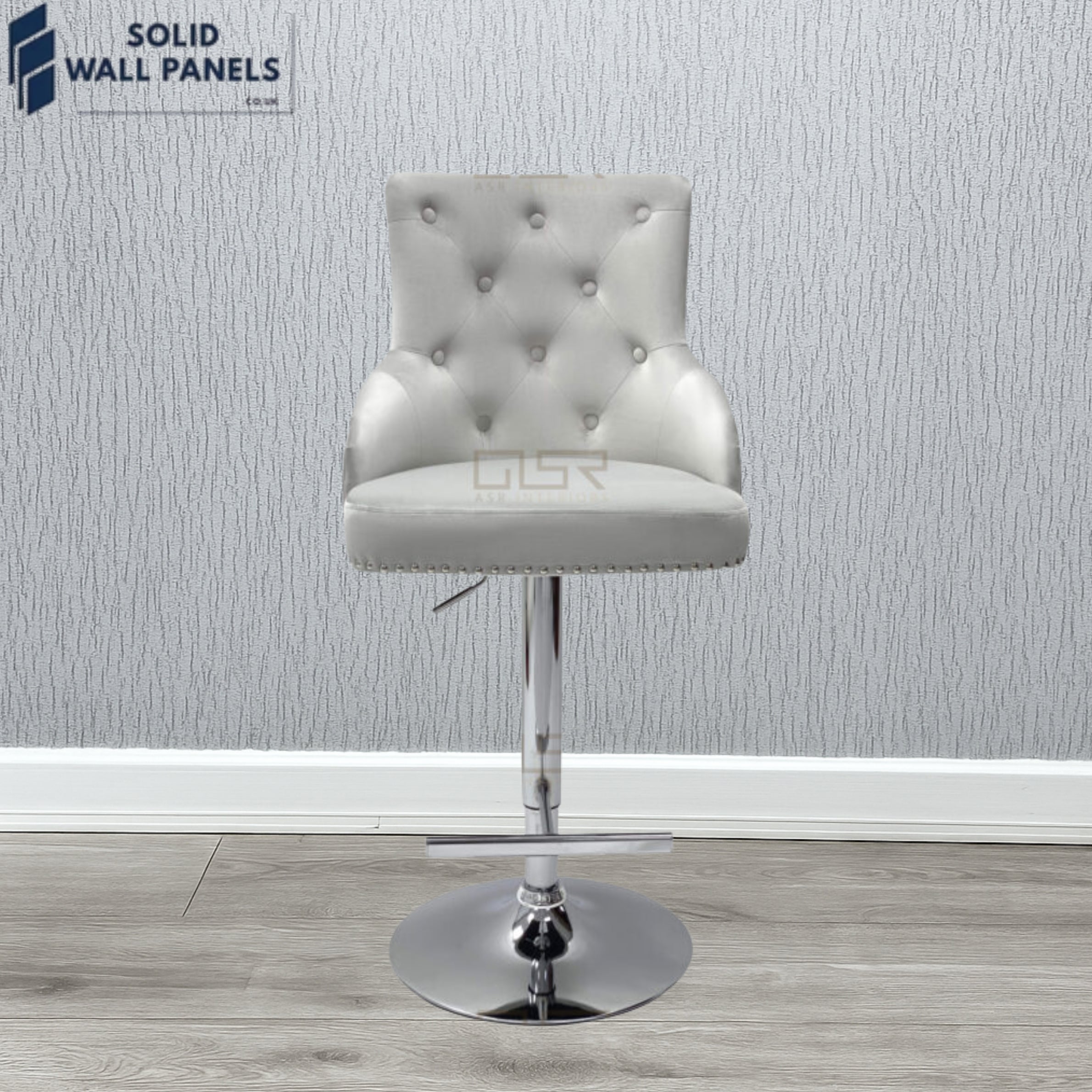 Majestic Premium Fabric Breakfast Bar Stool with Chrome Lion Knocker | Set of 2