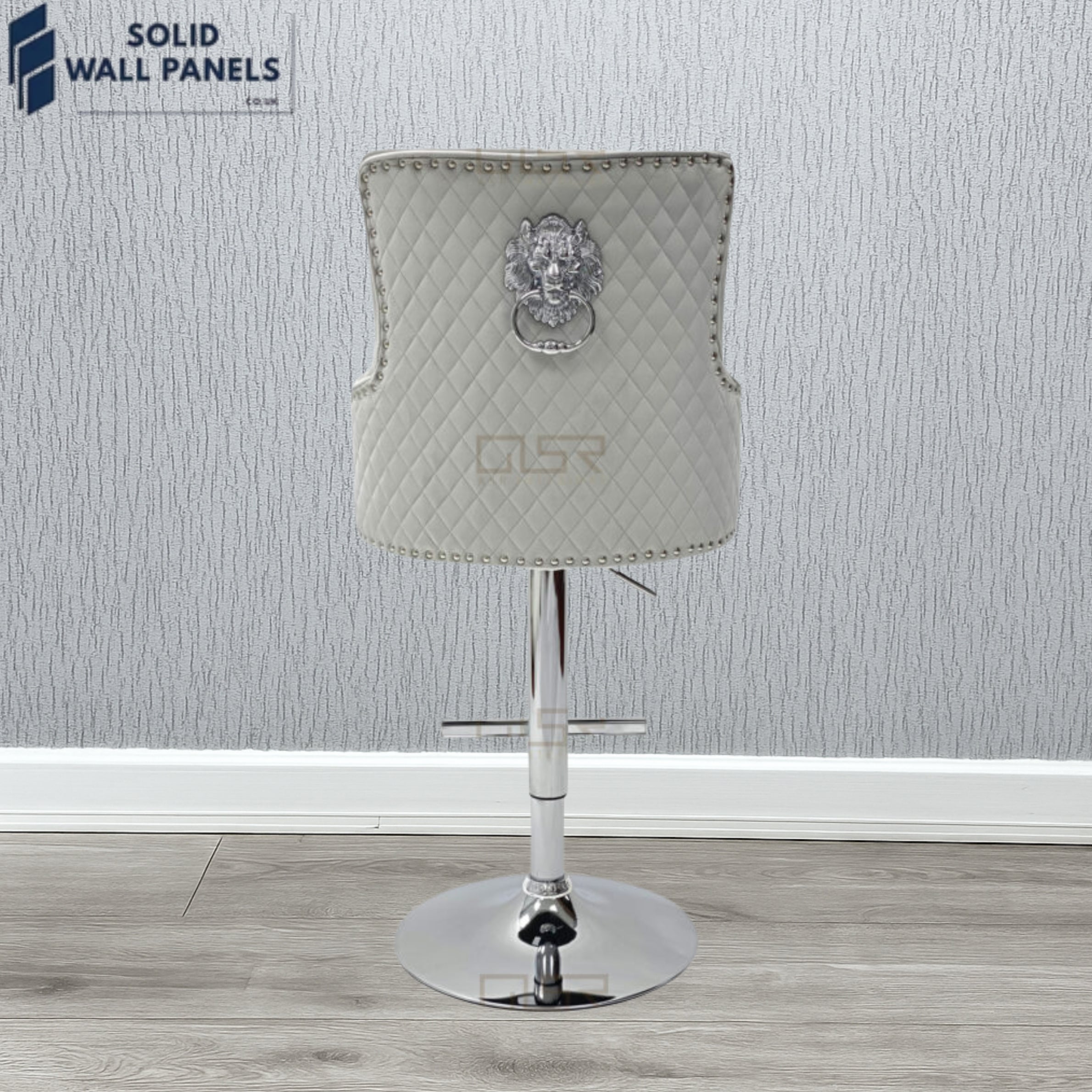 Majestic Premium Fabric Breakfast Bar Stool with Chrome Lion Knocker | Set of 2