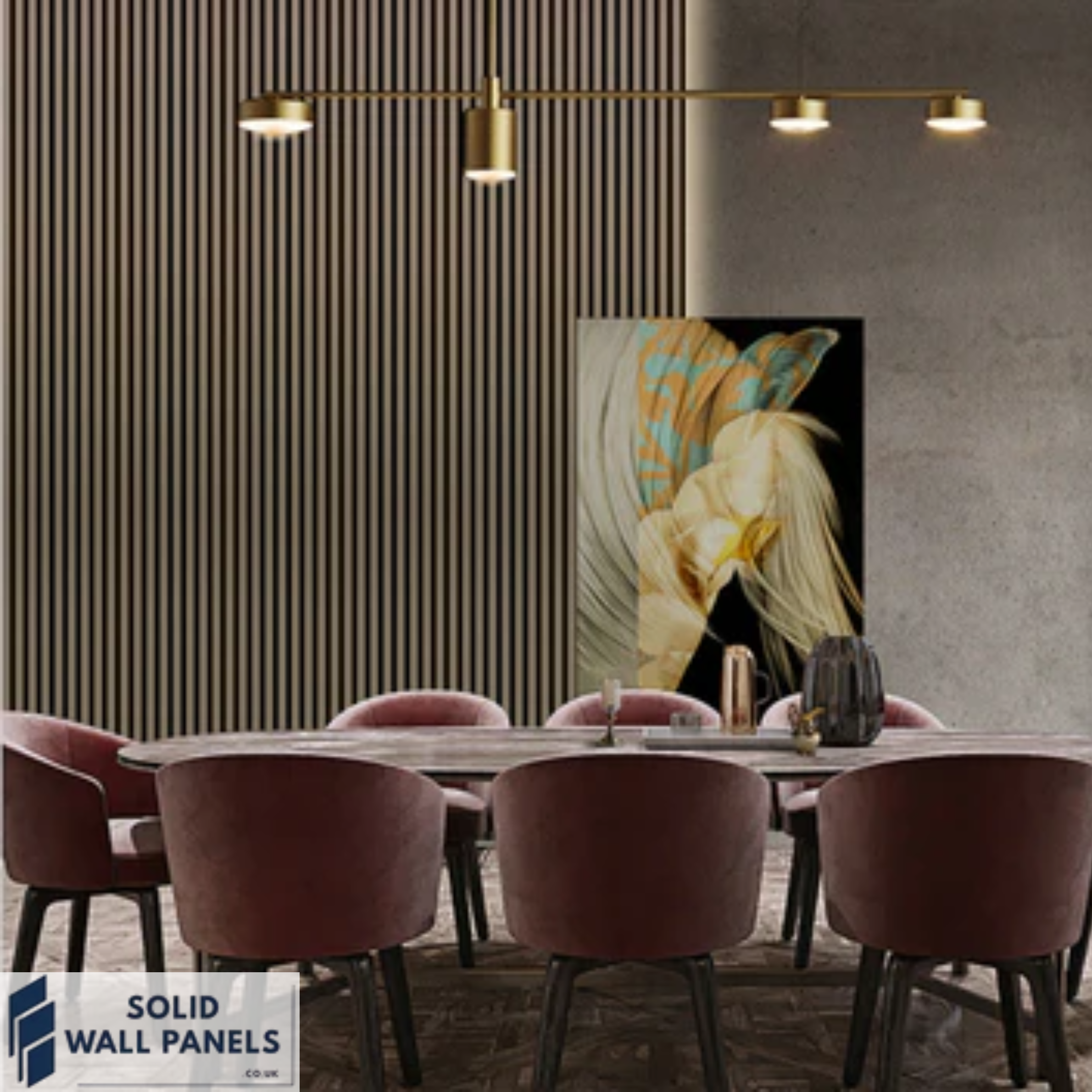 Metallic Brown Acoustic Slatted Wall Panel – 240×60 cm | Solid Wall Panels UK