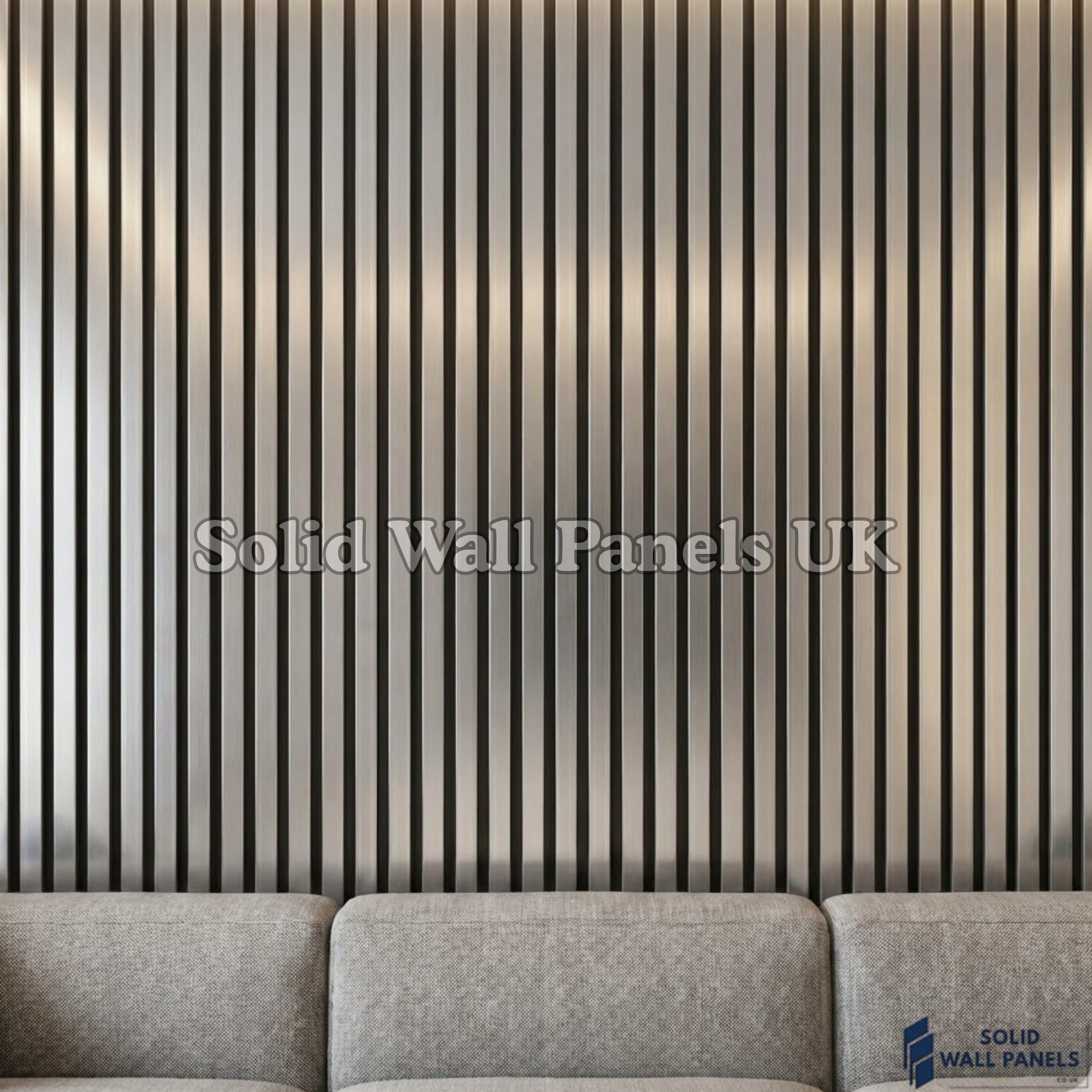 Metallic Chrome Wood Effect WPC Wall Panels – Waterproof Indoor & Outdoor Cladding | Solid Wall Panels UK