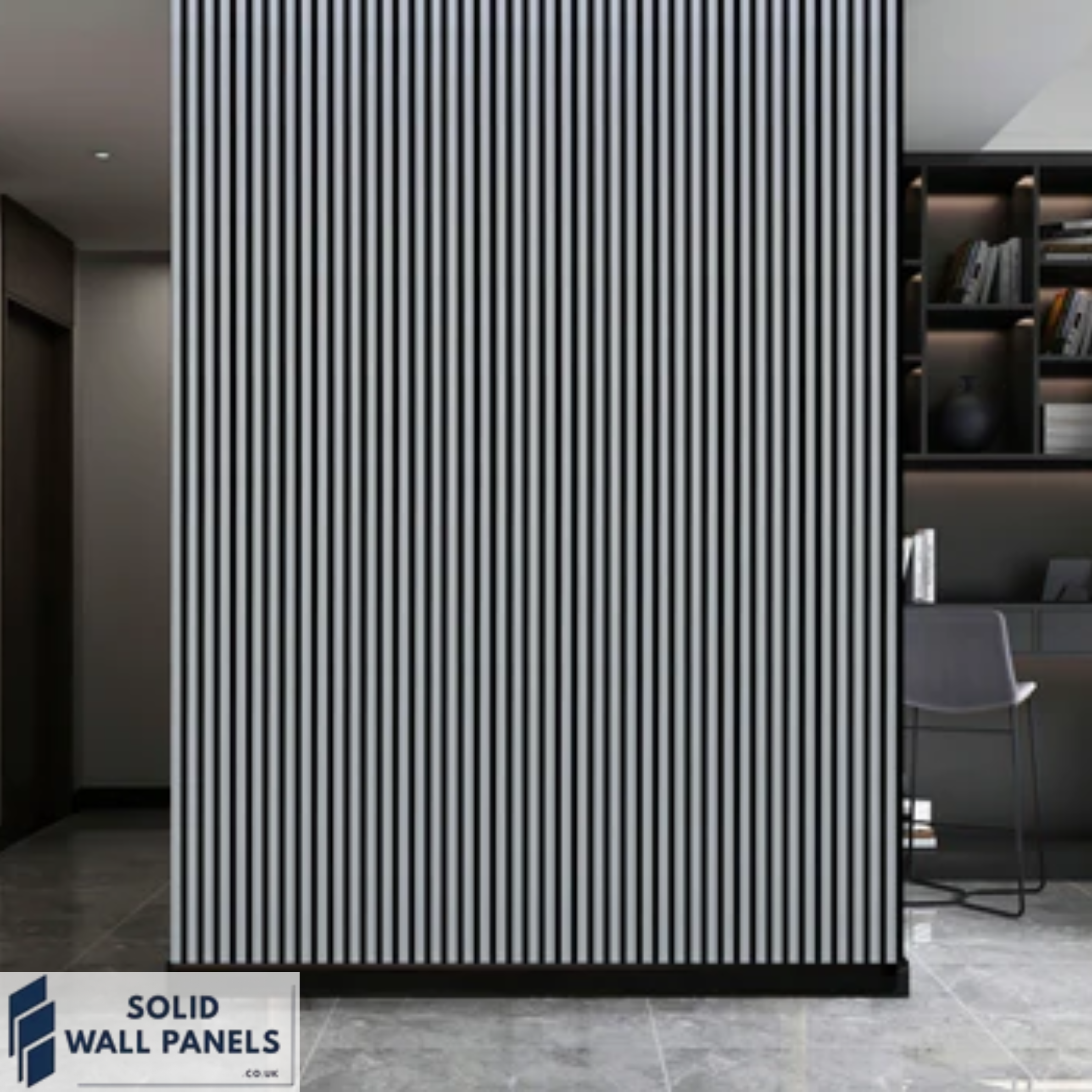 Metallic Dark Grey Acoustic Wall Panel – 240×60 cm | Solid Wall Panels