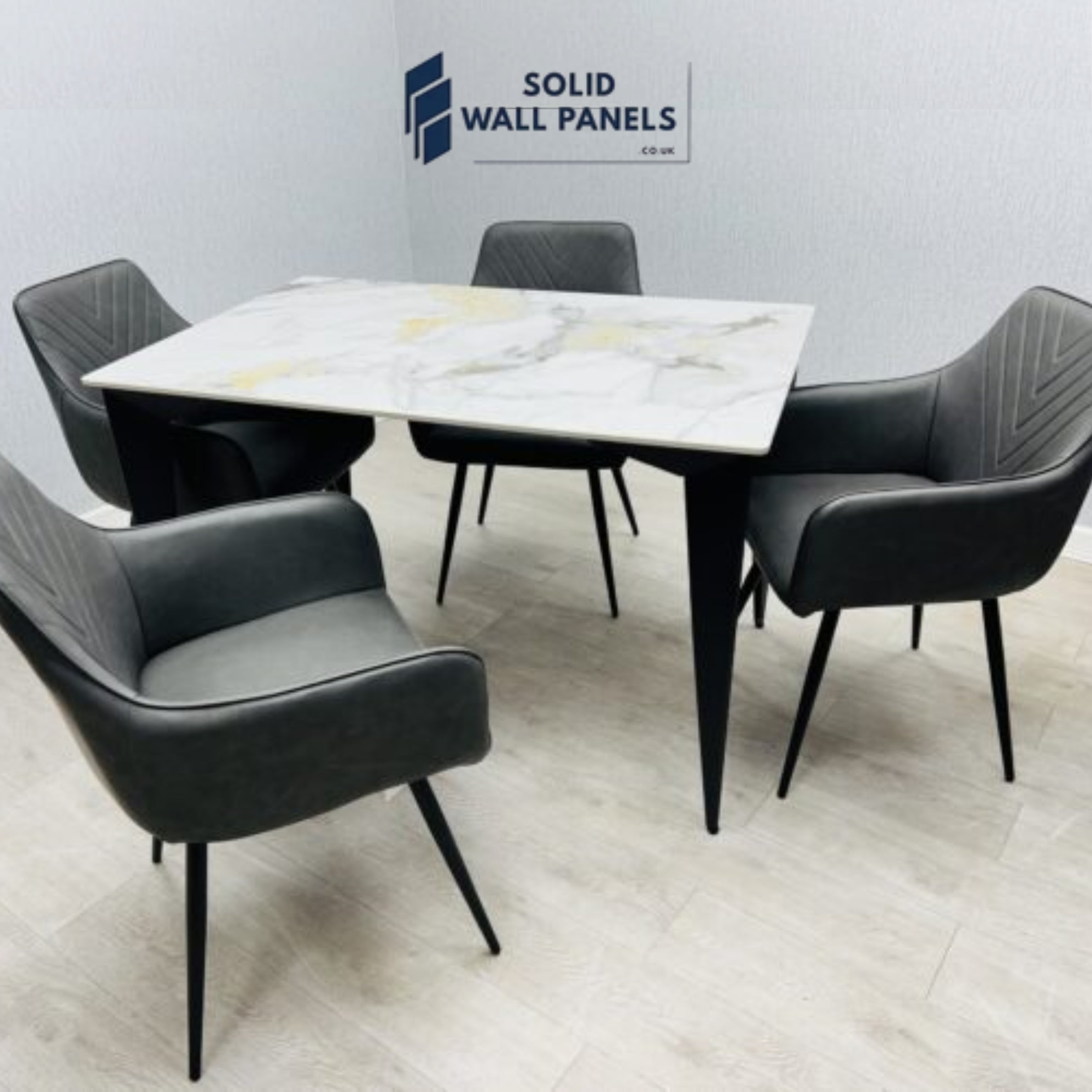 Miami Ceramic Dining Table – Black & Gold / Cream & Gold