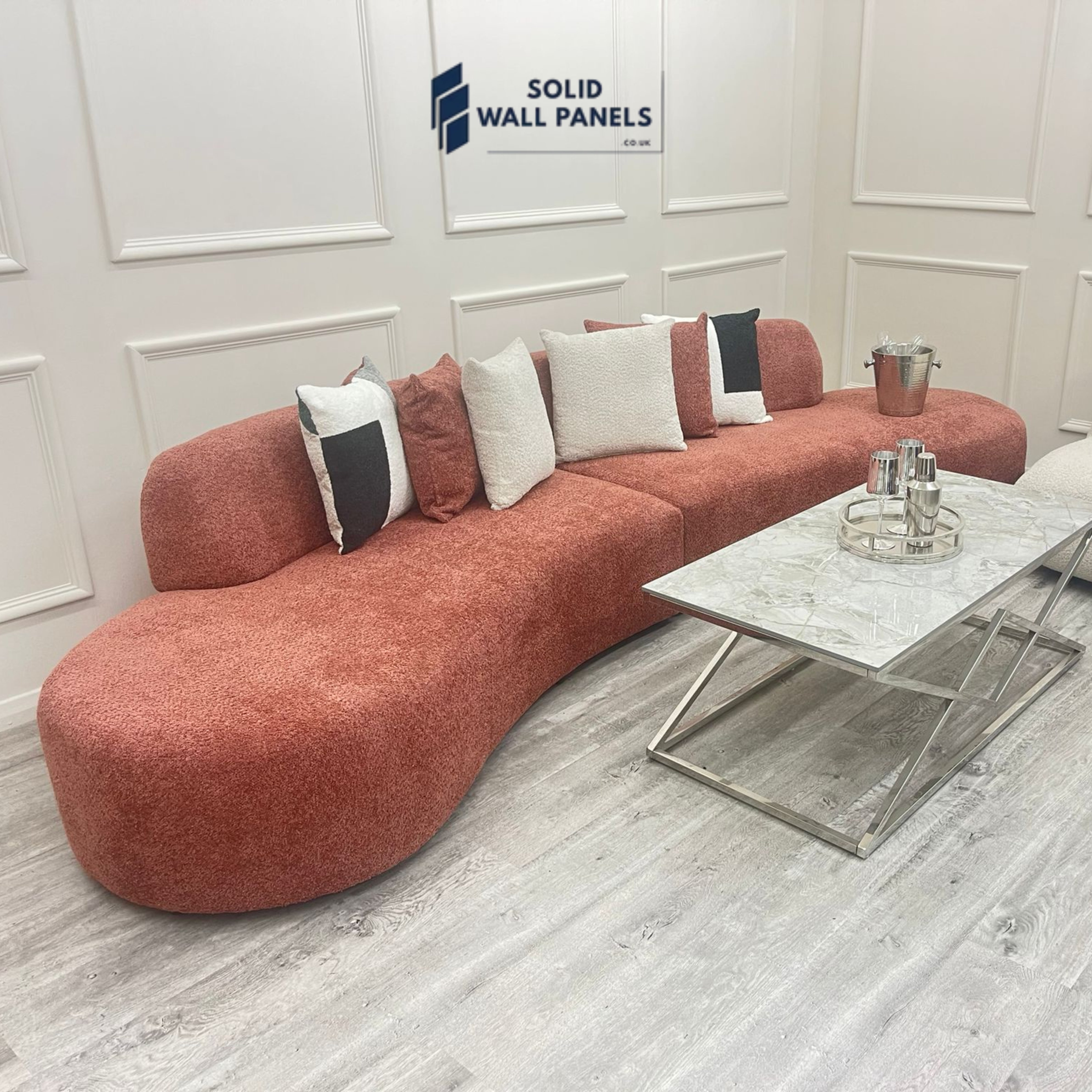 Miami Curved Cinema Boucle Sofa – Premium Modern Fabric | Luxury 6-Seater Design